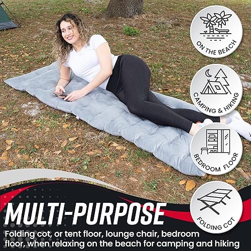 Miniatura 4 de VaygWay Colchón plegable para catre y cuna para acampar al aire libre, suave, cómodo, ligero, grueso, de algodón, para senderismo, viajes,