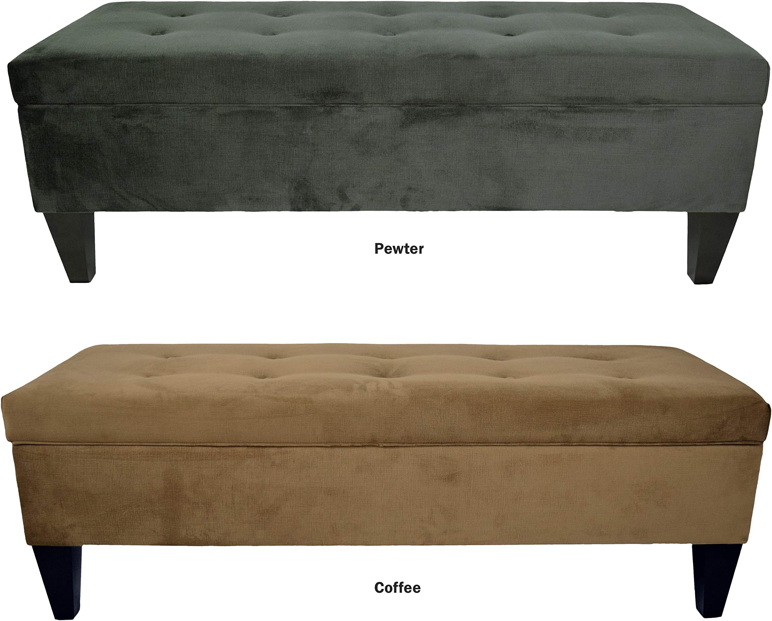 MJL Furniture Designs Brooke Collection Ennis Series Contemporary Rectangle Storage Ottoman, With Button Tufting, Coffee/Dark Tan