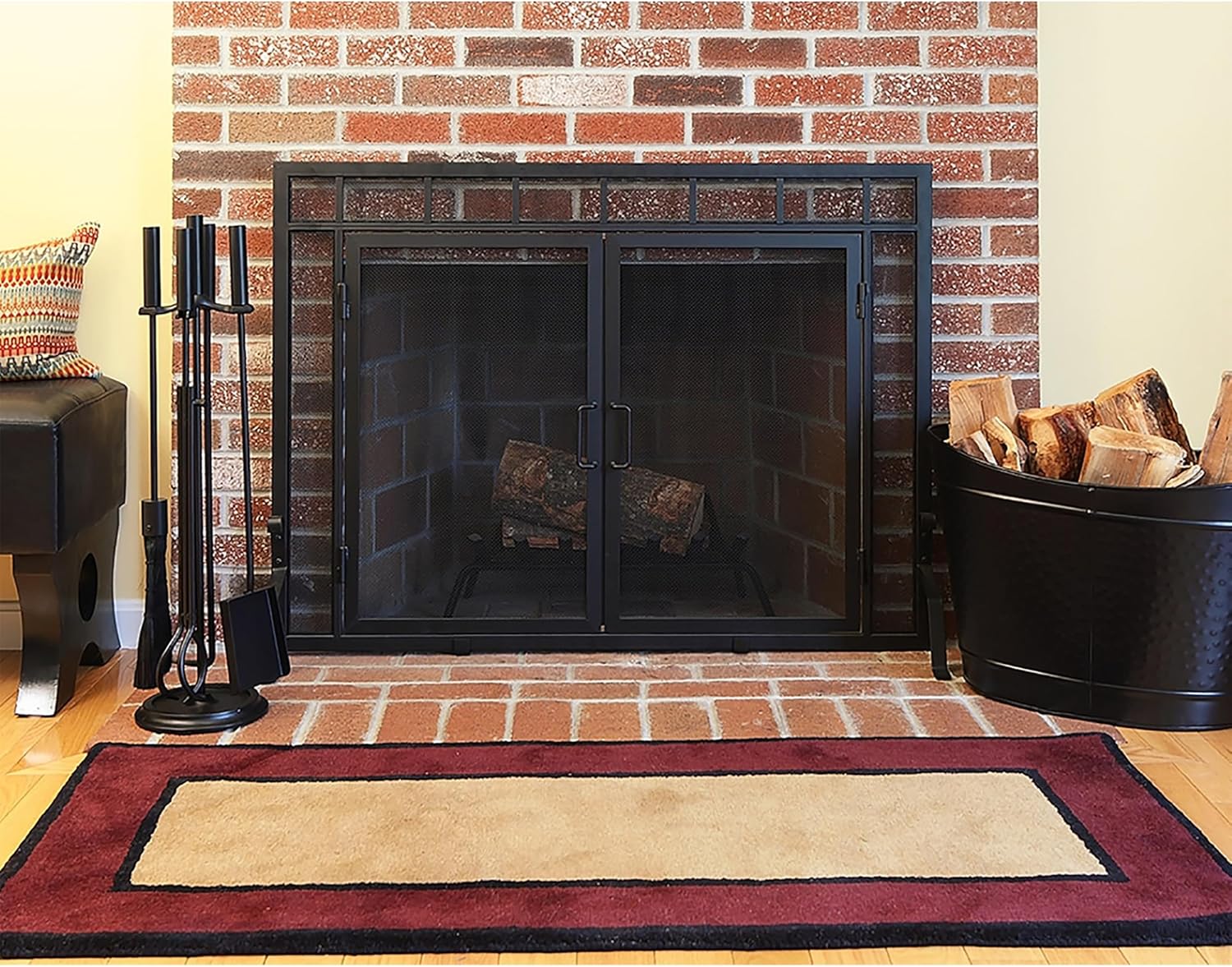 Black Wood Bin Fireplace Log Holder