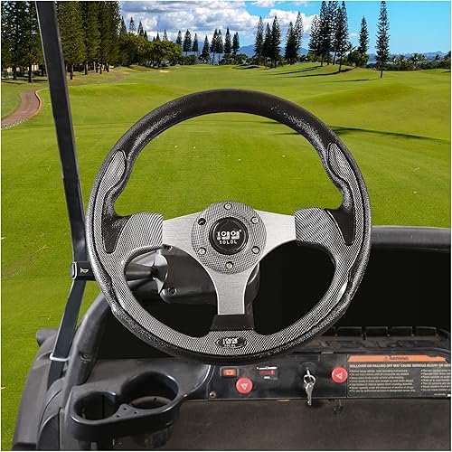 Miniatura 5 de 10L0L Volante universal para carrito de golf EZGO TXT RXV Valor Marathon, Club Car DS, Precedent Tempo Onward y Yamaha G2 G8 G9 G14 G16 G19 G22