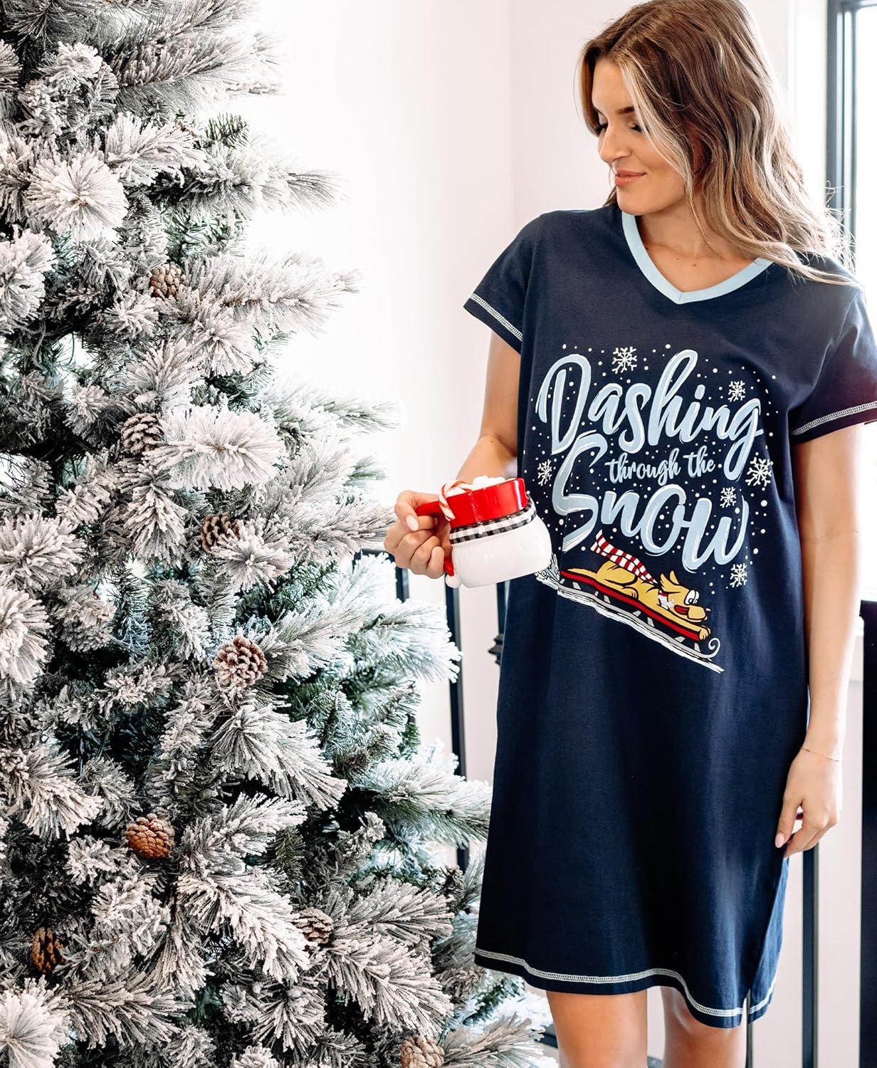 Lazy One Women's Nightgown, Funny V-Neck Sleep Shirt for Women, Novelty Pajama Tees - Image 3