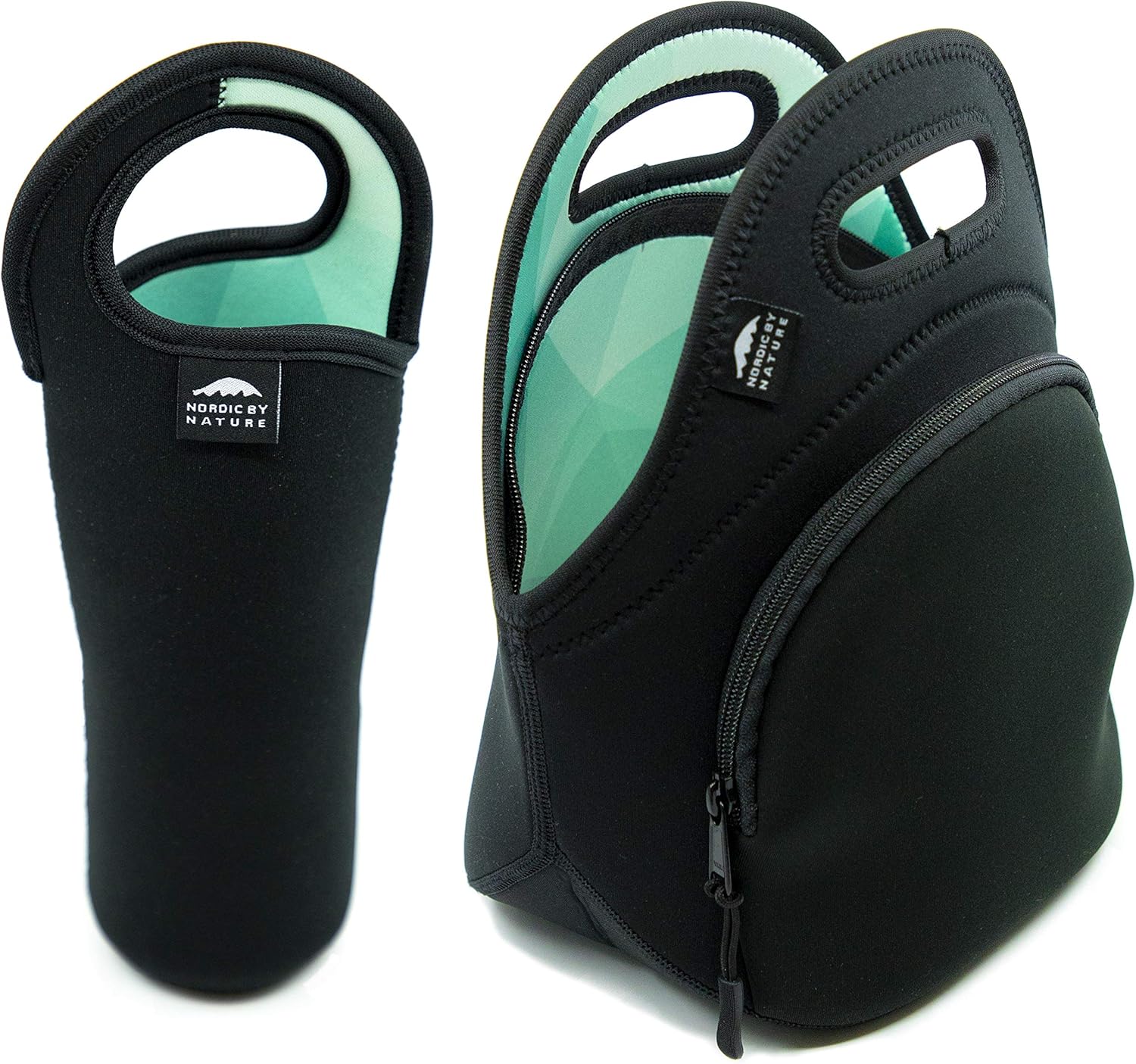 Nordic By Nature Neoprene Lunch Bag For Women, Men & Kids Extra Thick Insulated Neoprene Lunch Tote With Water Bottle Sleeve Durable Reusable Machine Washable Extra Pocket YKK Zippers (Turquoise)
