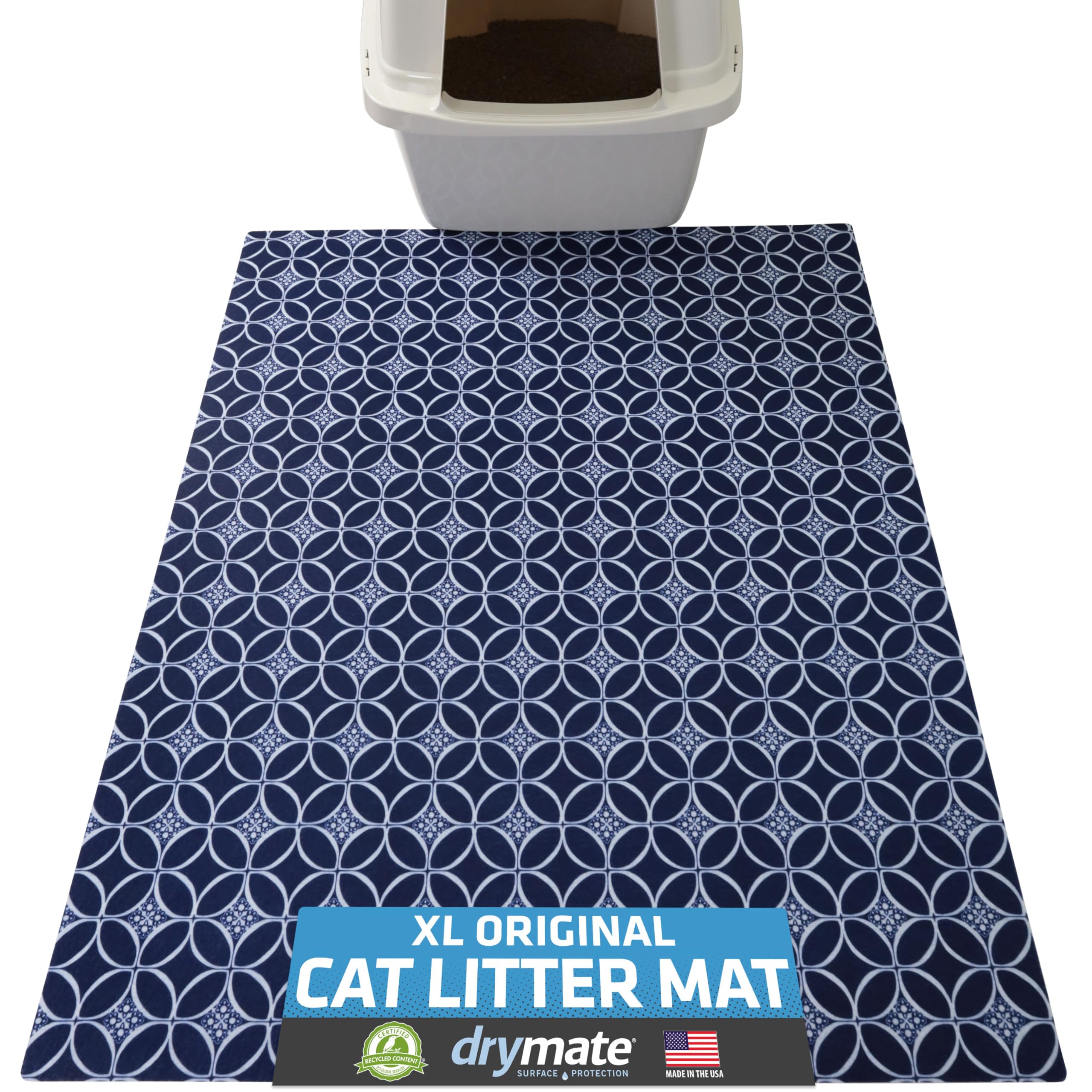 Drymate Cat Litter Box Mat, Litter Trapping Mat, Indigo, 29x36 XL
