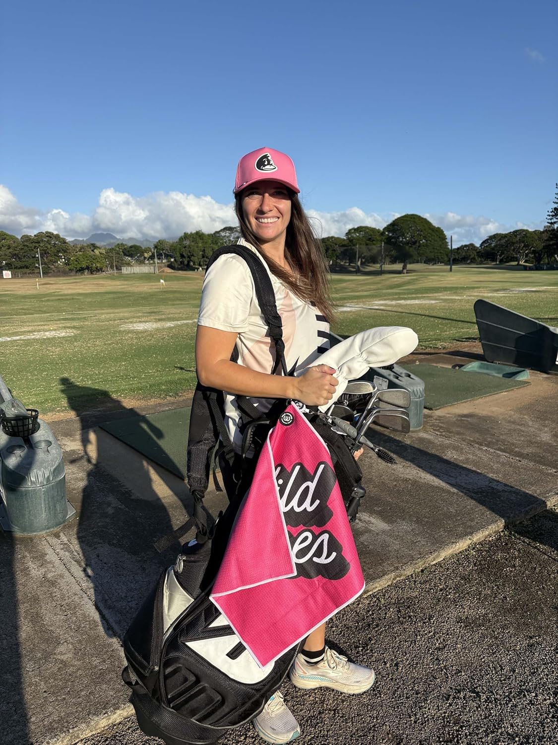 Wild Horses Performance Ladies Golf Hat w Built in Clip - Water Resistant - Integrated Tee Holder & Ball Marker Magnet - Lightweight Pink Golf Cap for Women and Girls - Image 5
