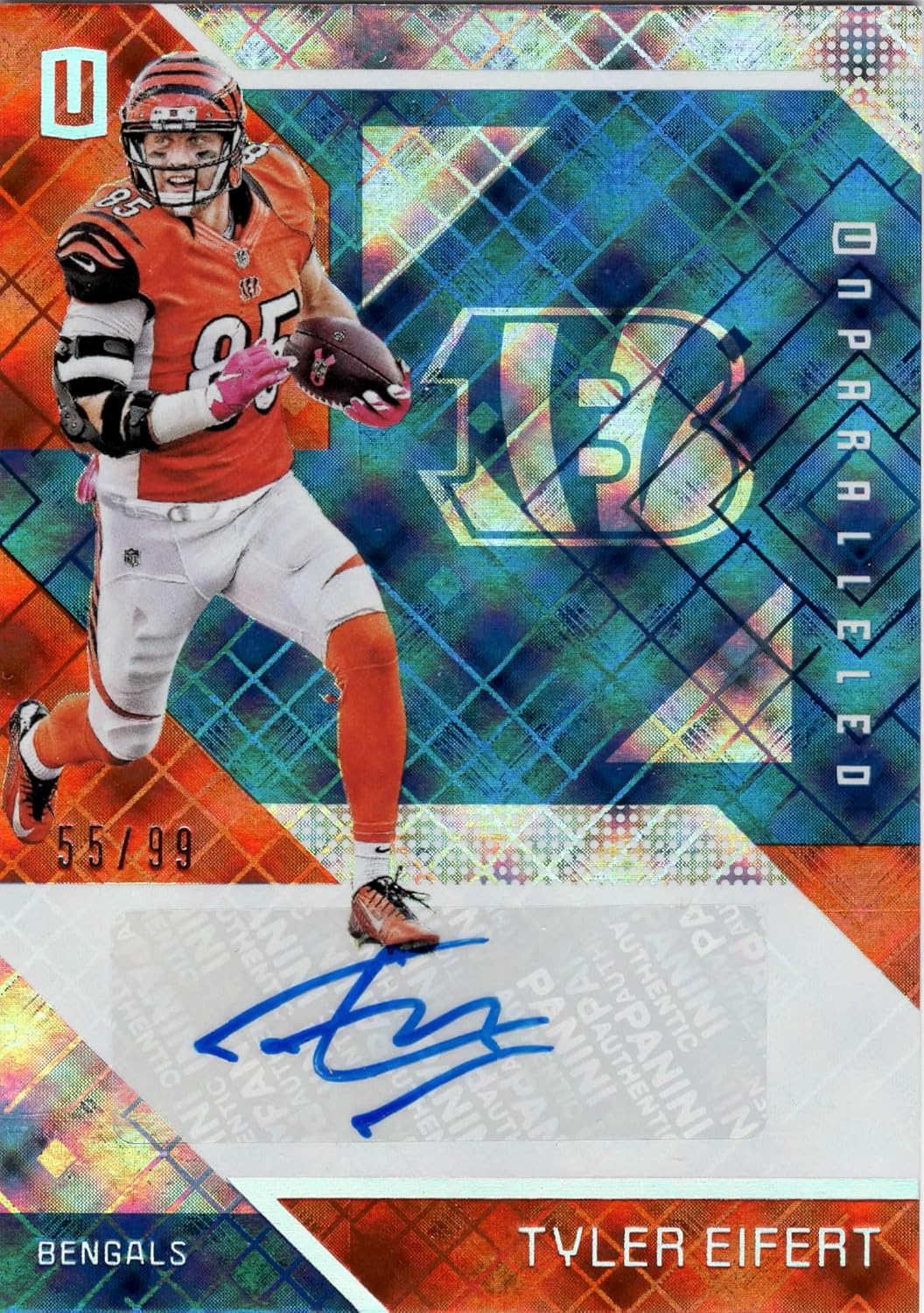 Tyler Eifert Autographed Serial Numbered 55/99 Collectible Football Card - 2016 Unparalleled Football Card #137 (Bengals)