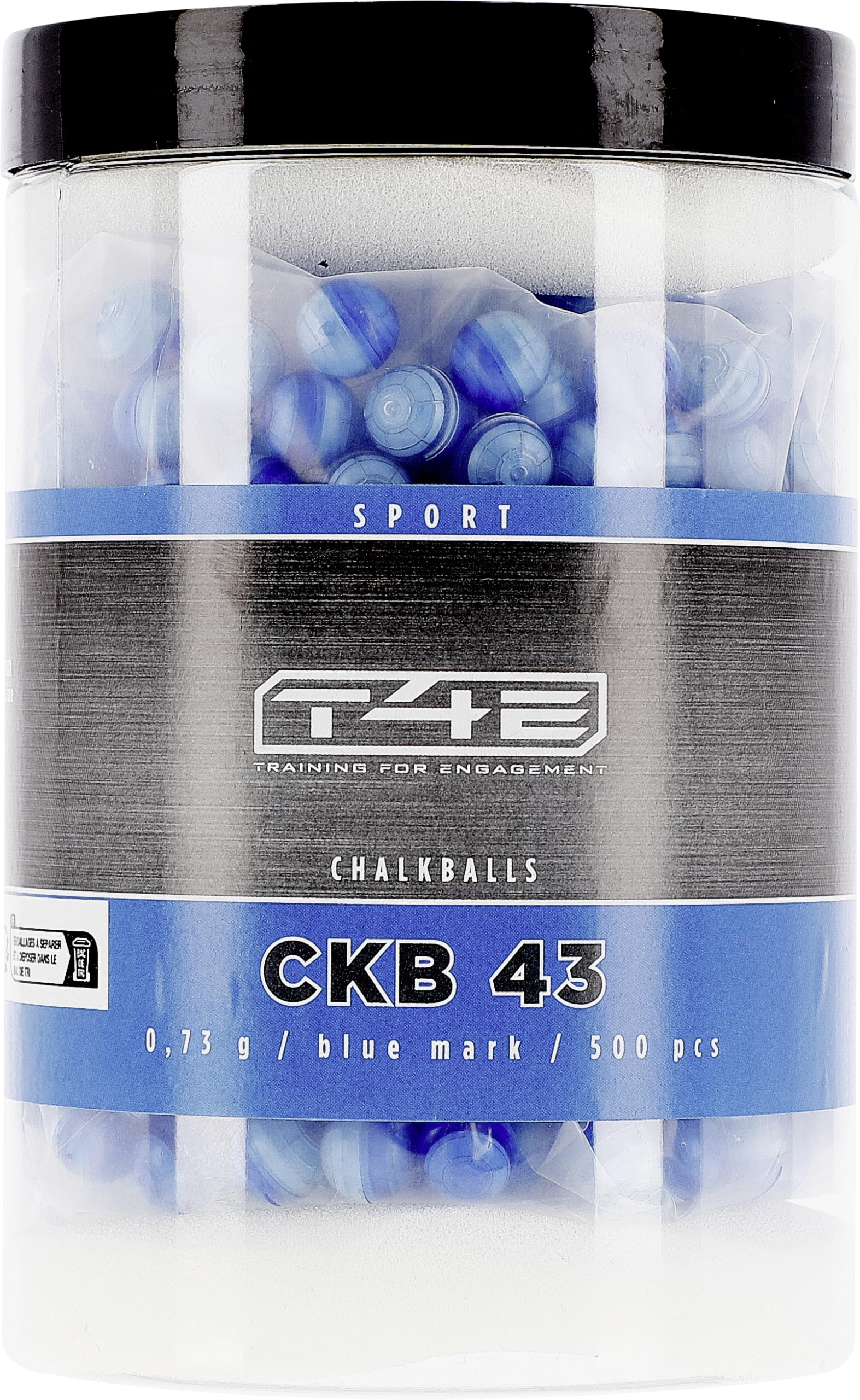 IDP T4E CBK CB 43 - Palline di gesso blu Cal.43, 500 pezzi