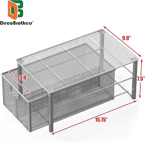 Miniatura 3 de Deco Brothers Cesta Deslizante Apilable Extraíble para Gabinete con Divisores, Grande, Plateada
