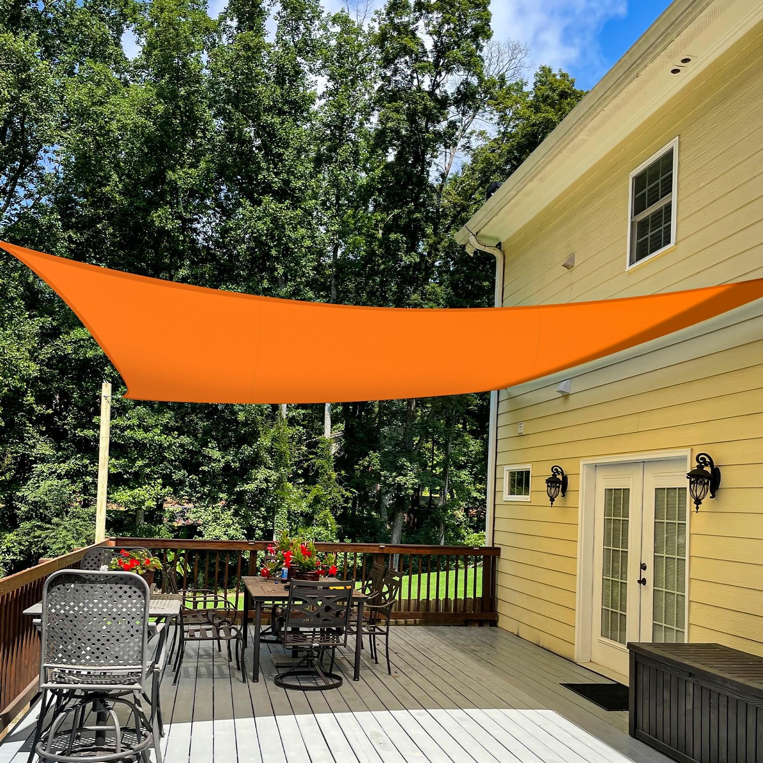 TANG 6' x 16' Sun Shade Sail Rectangle Outdoor Canopy UV Block Sunshades for Patio, Square Shade Cloth for Backyard Porch Deck Garden Pergola Cover, Orange