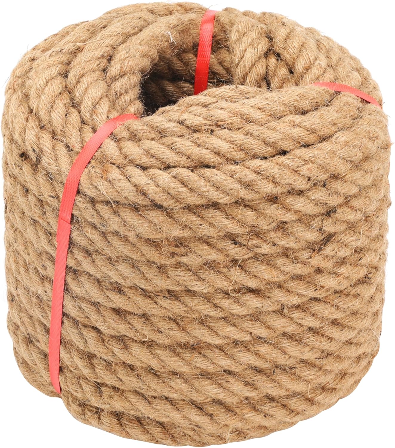 Jute Rope (1 in X 100 ft), 25mm Thick Twisted Manila Ropes,Tug of War Rope,Thick Rope Natural Heavy Duty Hemp Rope for Swing Bed, Crafts, Railing, Tug of War, Home Decorating (25mm, 100FT)