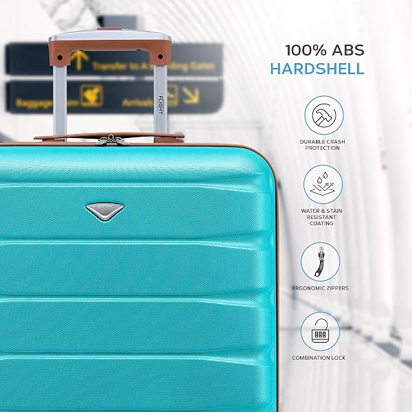 Flight Knight 56x45x25 EasyJet Cabin Bag, Jet2, British Airways Suitcase - Lightweight Small Durable 4-Wheel Cabin Case, Maximum Carry-On Size, ABS Hard Shell, 10kg Hand Luggage Bag- 56 x 45 x 25 - 4