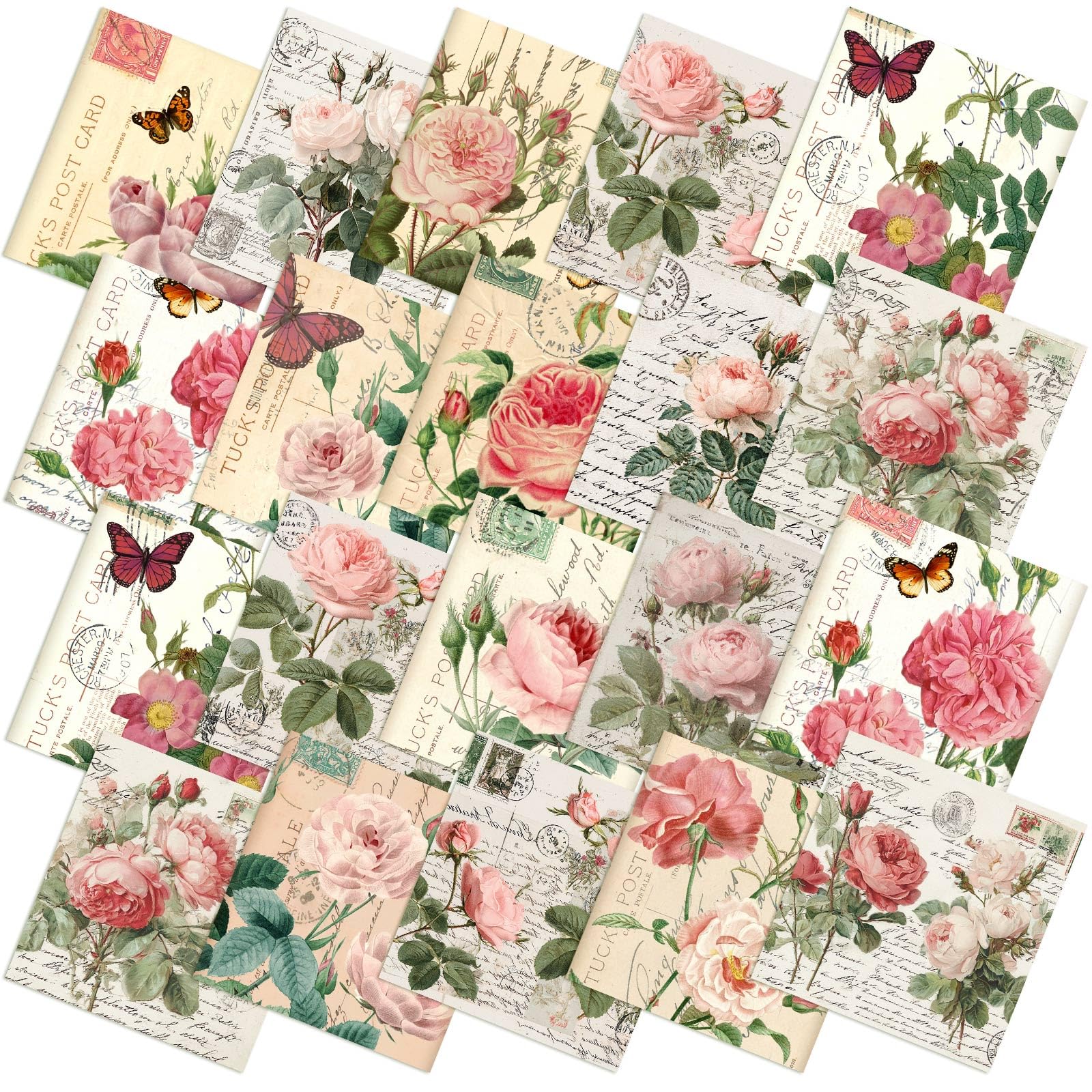 Ganeen 60 Pcs 10 x 10 Inch Victorian Vintage Peony Quilting Fabric Squares