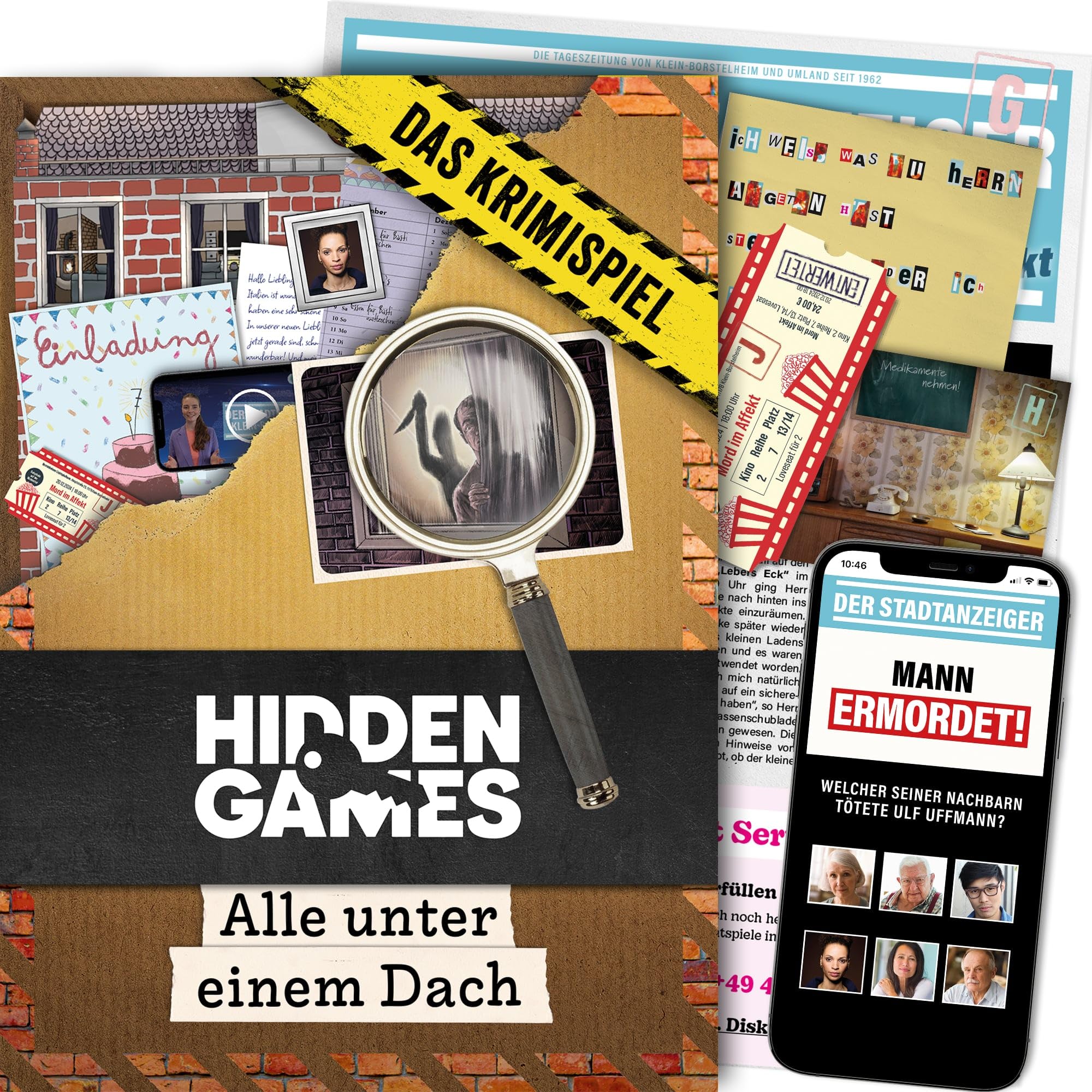 Hidden Games Crime Scene - All Under One Roof - German - Realistic Crime Game, Exciting Detective Game, Escape Room Game