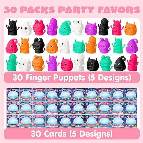 Miniatura 2 de JOYIN Paquete de 30 marionetas de dedo para el día de San Valentín con tarjetas, regalo de intercambio de aula para niños, recuerdos de fiesta de