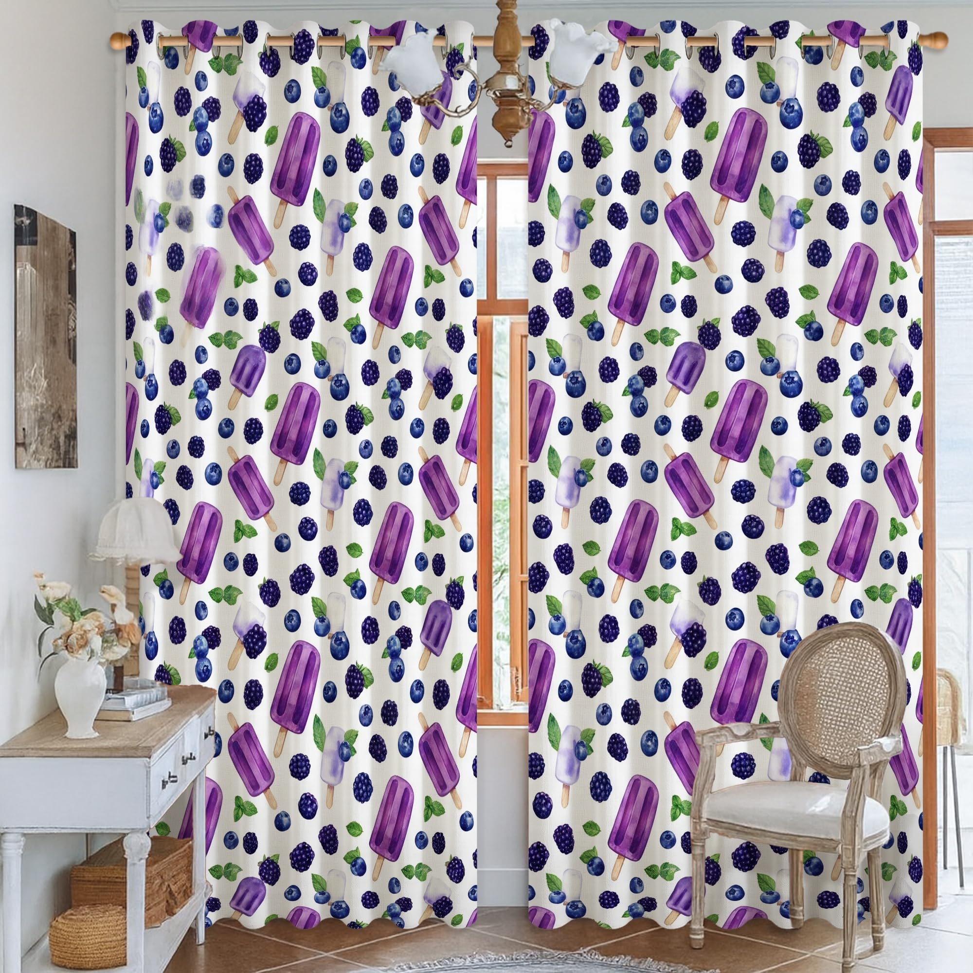 Rideaux occultants motif myrtille pour une chambre fraîche et tamisée