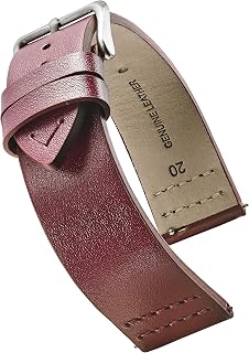 Alpine Flat Stitched Genuine Leather Watch Strap with Quick Release Spring Bars - Watch Band -Black, Burgundy, Blue, Grey - 18, 20, 22 mm