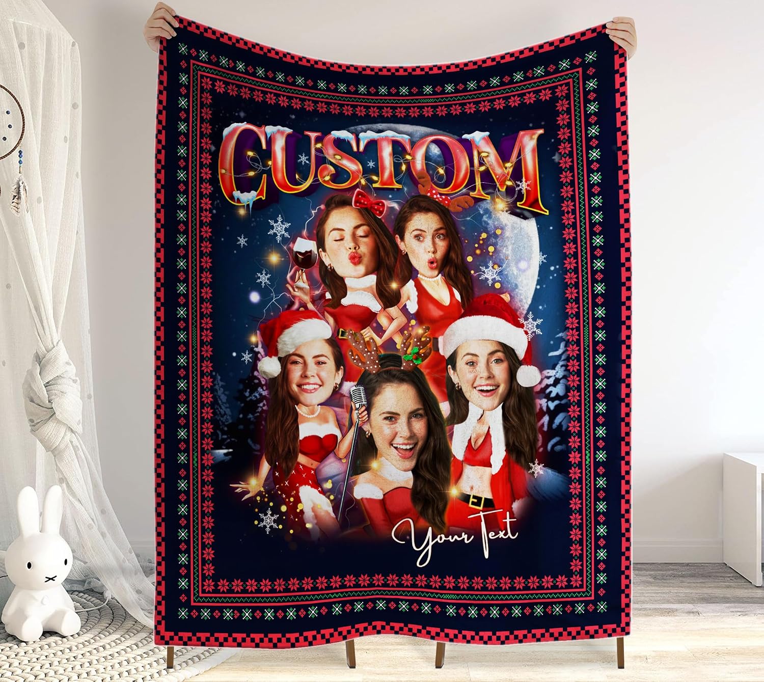 Personalized Blanket for Grandma, Grandma Custom Blanket with Picture, Grandma Blanket from Grandkids, Christmas Throw Blanket, Customized Blankets with Photos, Best Grandma Gifts