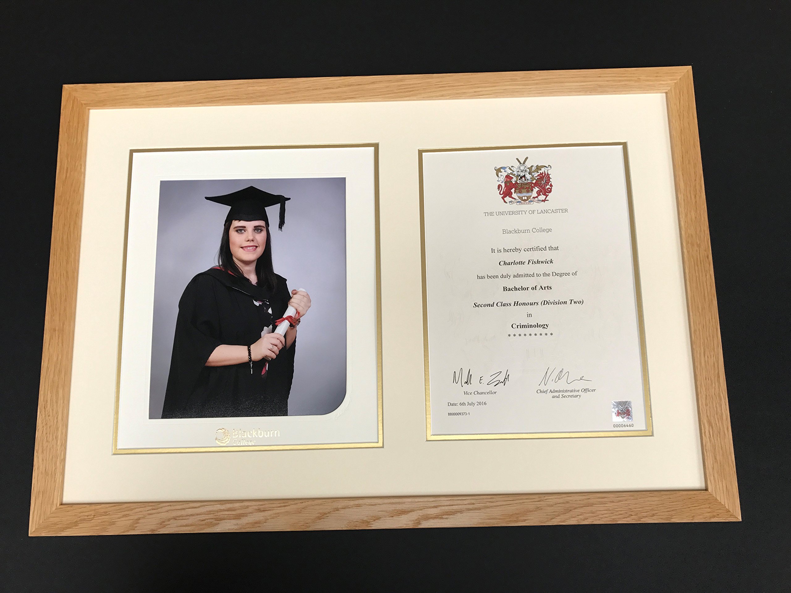 27mm Solid Oak Double aperture Graduation and certificate Frames to fit Photograph and certificate (Natural Oak, A4 and A4 Certificate)