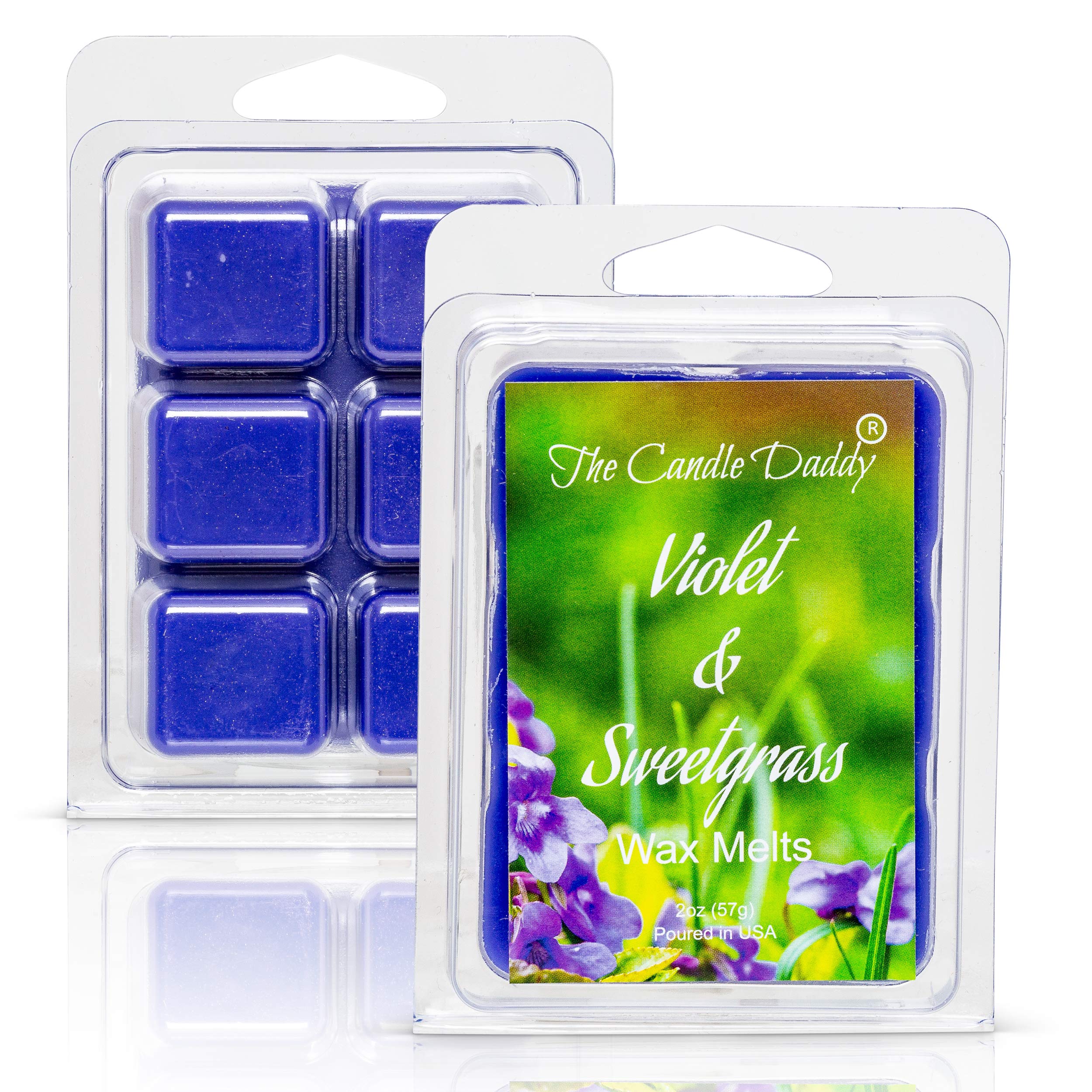 Violet and Sweetgrass - Wildflower and Fresh Cut Grass Scented Melt- Maximum Scent Wax Cubes/Melts- 1 Pack -2 Ounces- 6 Cubes Gift for Women, Men, BFF, Friend, Wife, Mom, Birthday, Sister, Daughter
