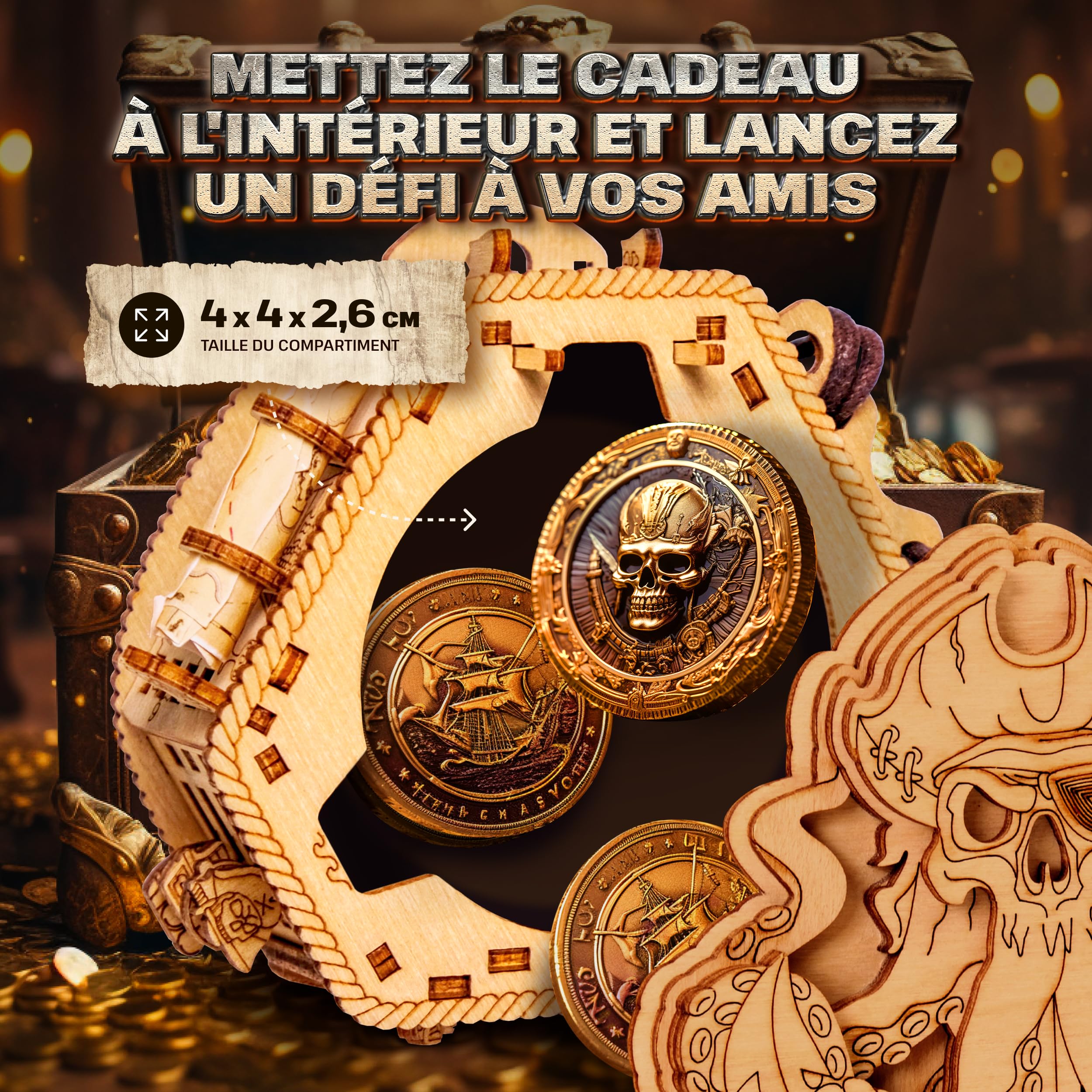 ESC WELT Blackbeard's Compass Puzzle Box - Escape Room in a Box - Brainteaser - 3D Escape Game Money Box - Gift Box Riddle Game - Puzzle Box - Wooden Puzzle Box for Family Games - Gift Box Puzzle Game