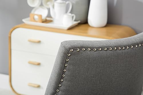 Miniatura 16 de Juego de sillas Roundhill Furniture, 2 sillas de madera maciza, sillón orejero con cabezas de clavos Carbón vegetal,Blanco, "Bronceado,Gris