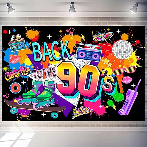 Fondo para fotos de los años 90, 8 x 6 pies, poliéster de los años 80, pancarta de regreso a los 90, decoraciones de fiesta de los años 90,