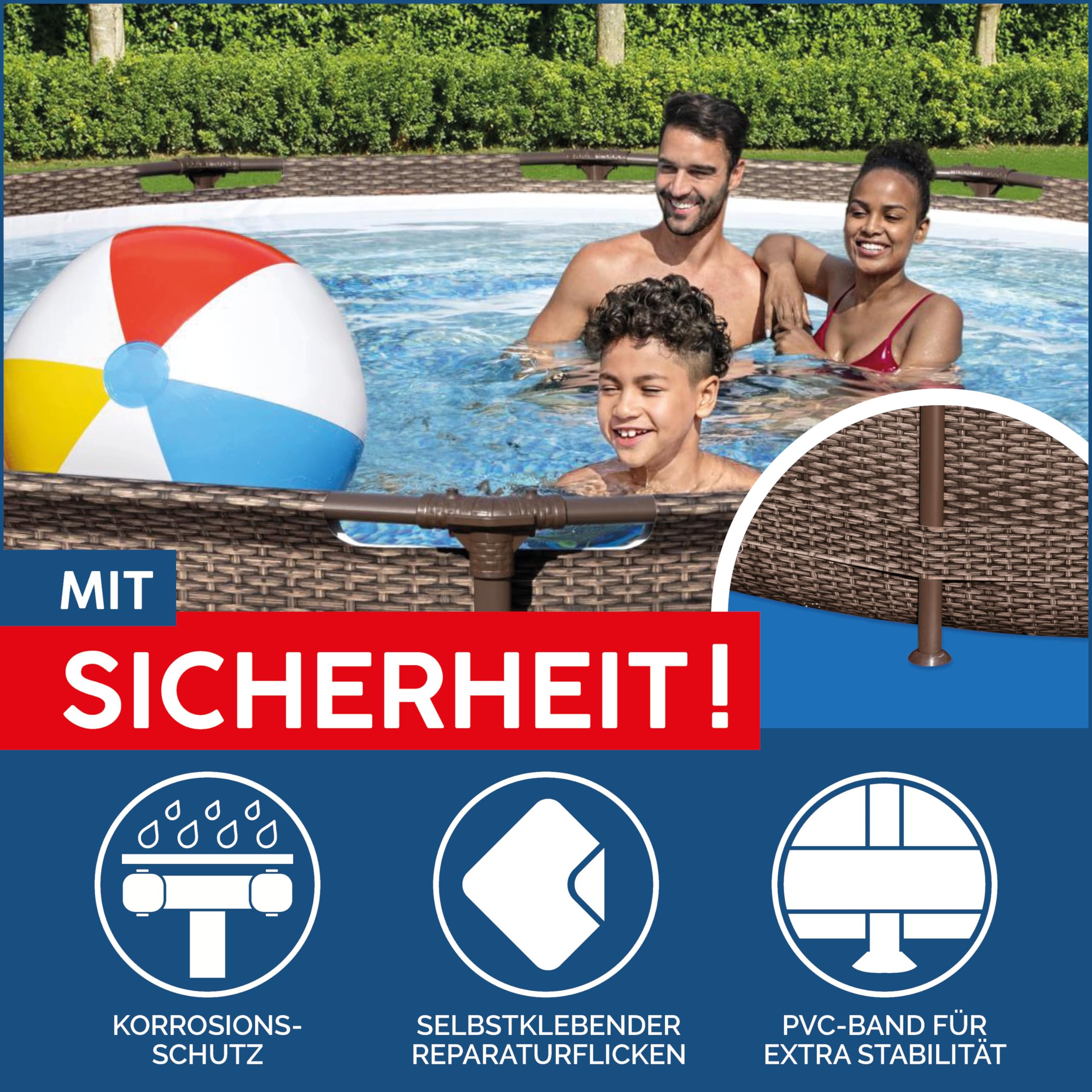 Bestway Steel Pro MAX - Set per piscina con pompa filtro, Ø 366 x 100 cm, effetto rattan, colore: Cioccolato