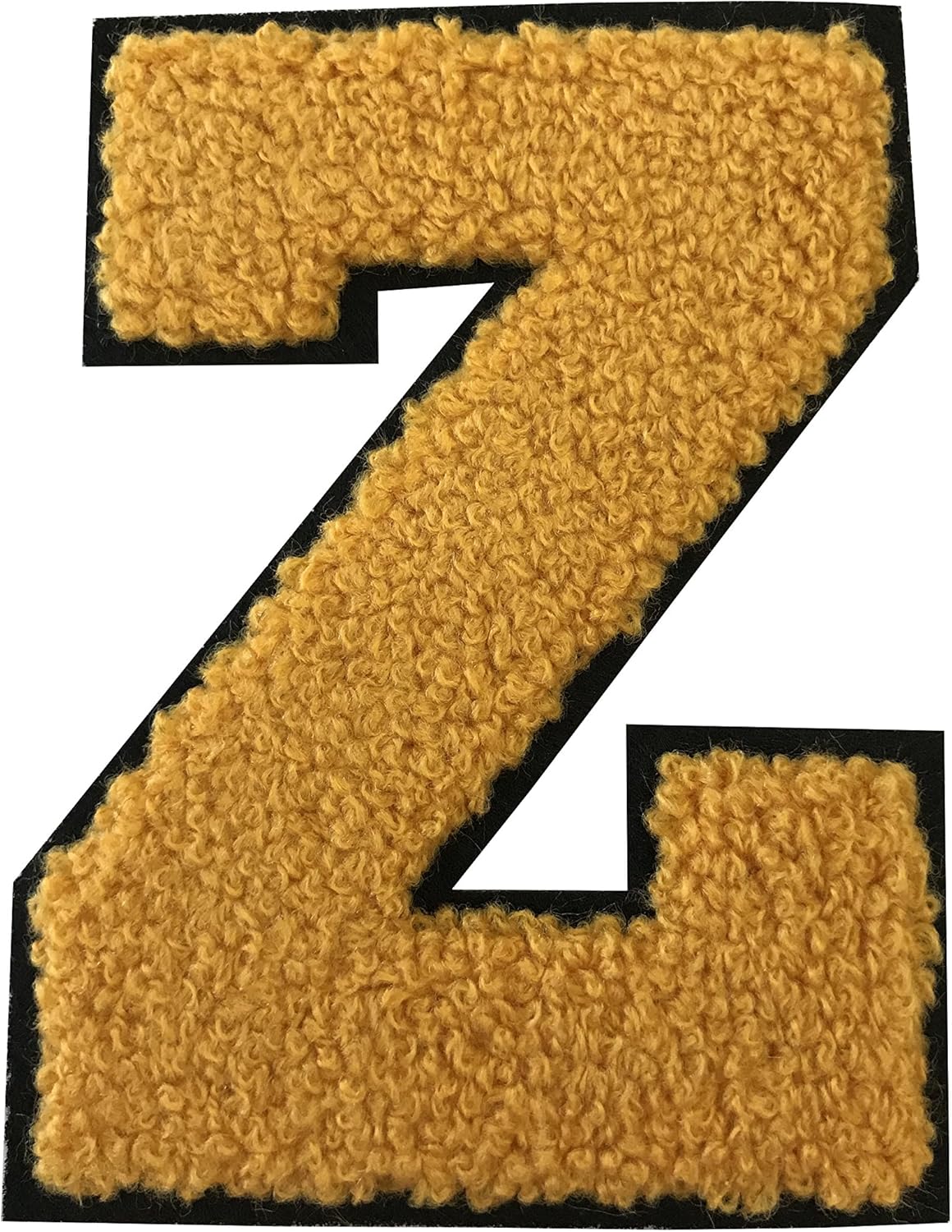 G - Yellow ON Black Chenille 8" VARSITIY Alphabet Patches Ready to Iron-ON