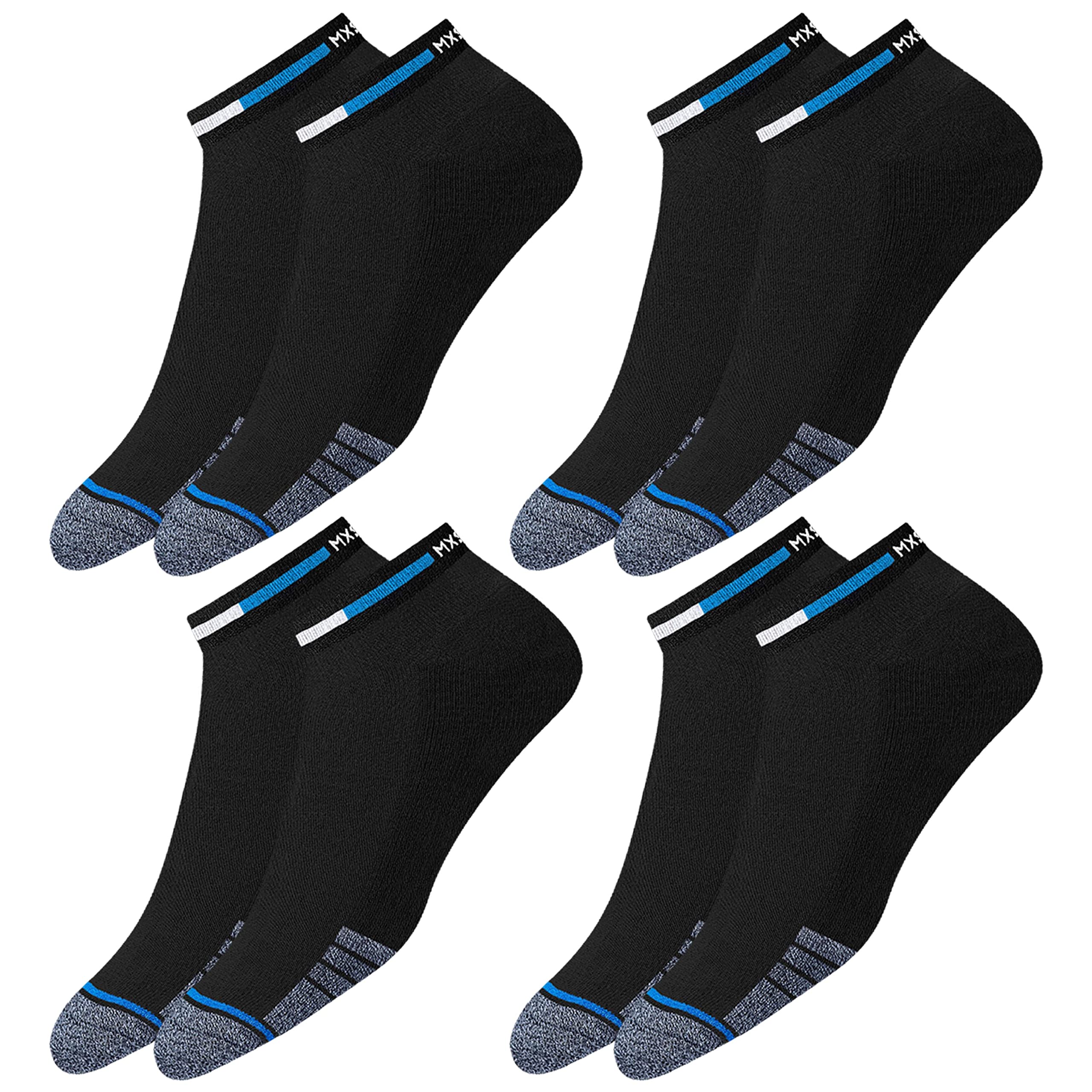 4 Pairs Breathable Cushioned Ankle Socks for Men & Women, Multicolor, Pack of 4, Free Size.