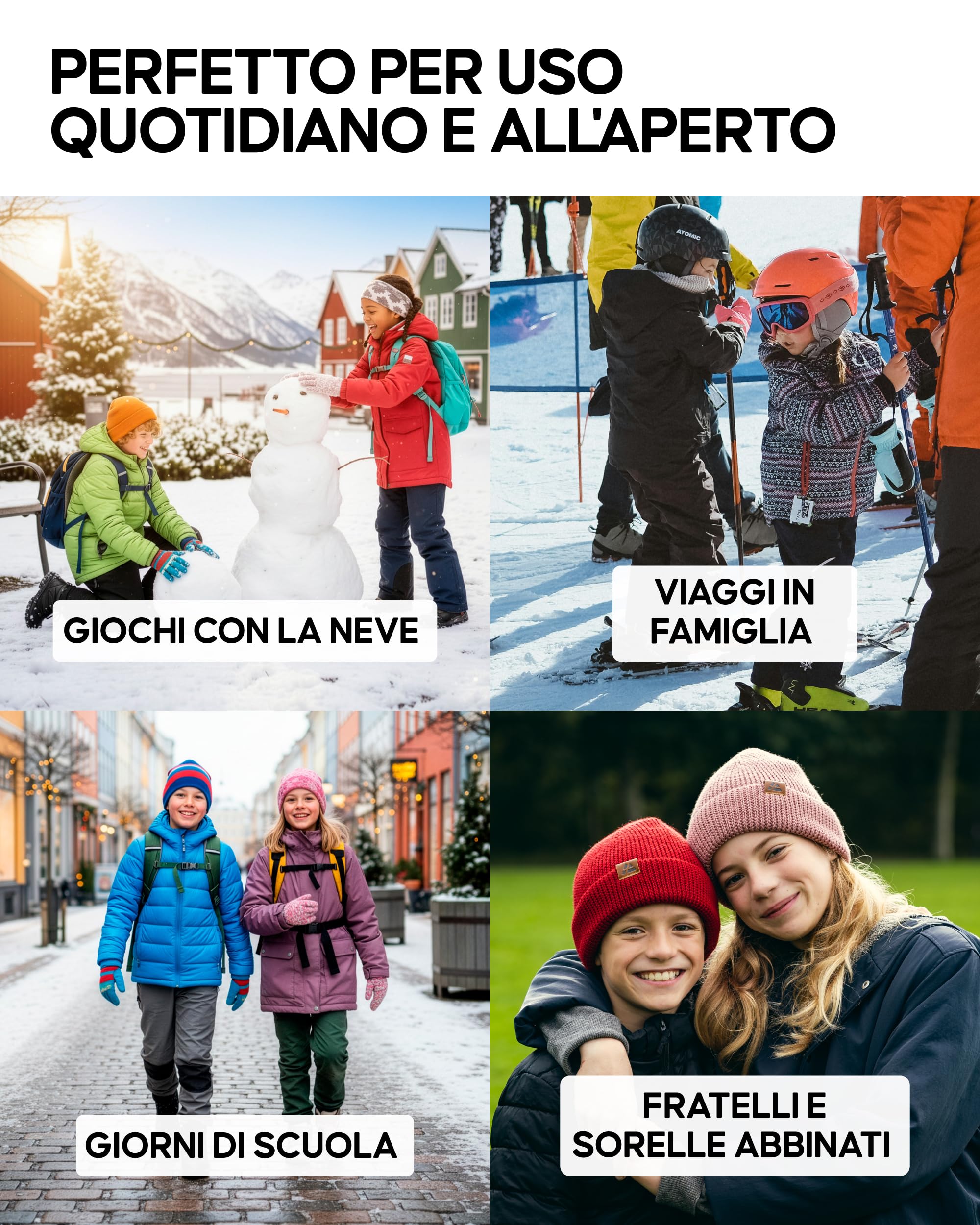 DANISH ENDURANCE Berretto Beanie in Lana Merino e Fodera Pile, Cappello in Maglia, Taglia Unica per Ragazzi e Ragazze, Beanie Invernale, Unisex,