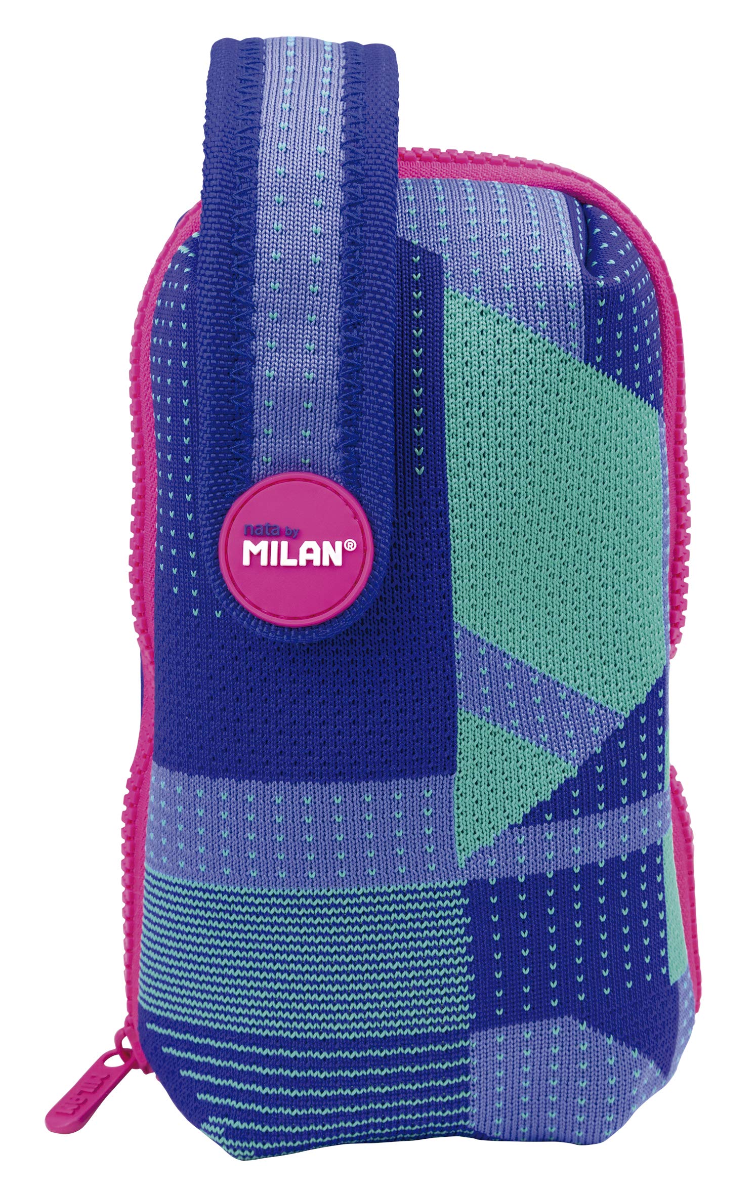 MILAN Kit Un Estuche Con Contenido Knit, Lila Estuches, 19 cm, Lila y verde