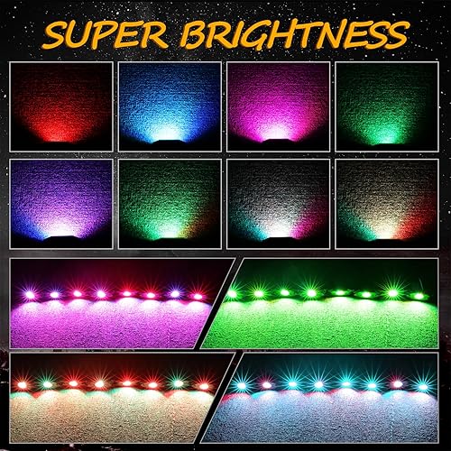 Miniatura 4 de Niwaker - Kits de luces de roca RGB LED, luces de roca con 8 cápsulas de luces de neón para remolque, luces subterráneas para camión, ATV, UTV, SUV,