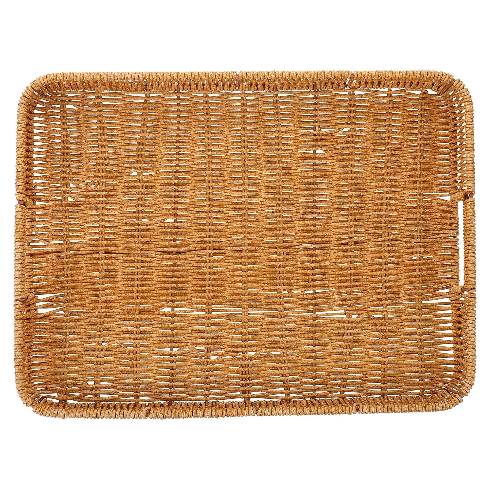 Bandeja de ratán sintético marrón claro 40x30 cm para cosméticos