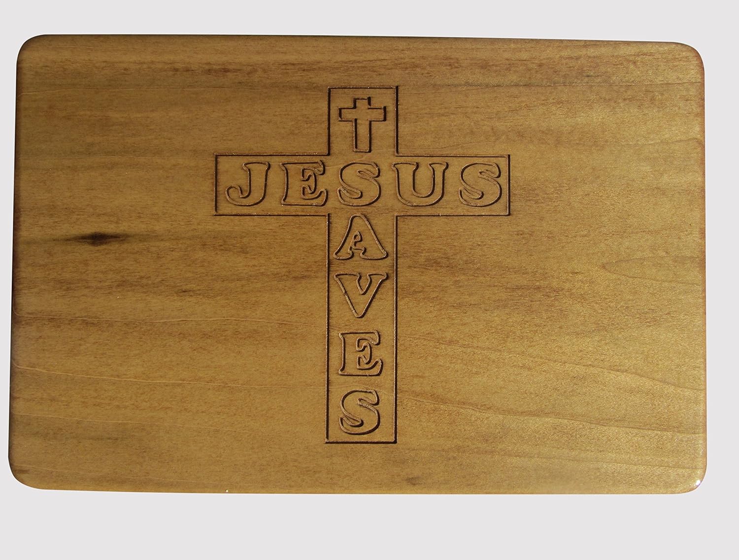 Foot Stool Poplar Wood Engraved (Made in The USA) (4" - "Jesus Saves!)