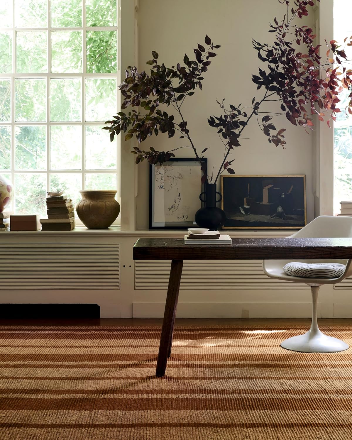 Loloi Leanne Ford Weatherstaff Collection WTS-04 Cinnamon/Natural 2'-3" x 3'-9" Accent Rug Jute, Striped, Neutral, Entryway, Mudroom, Bathroom, and Kitchen Cinnamon / Natural 2'3" x 3'9" (Rectangular)