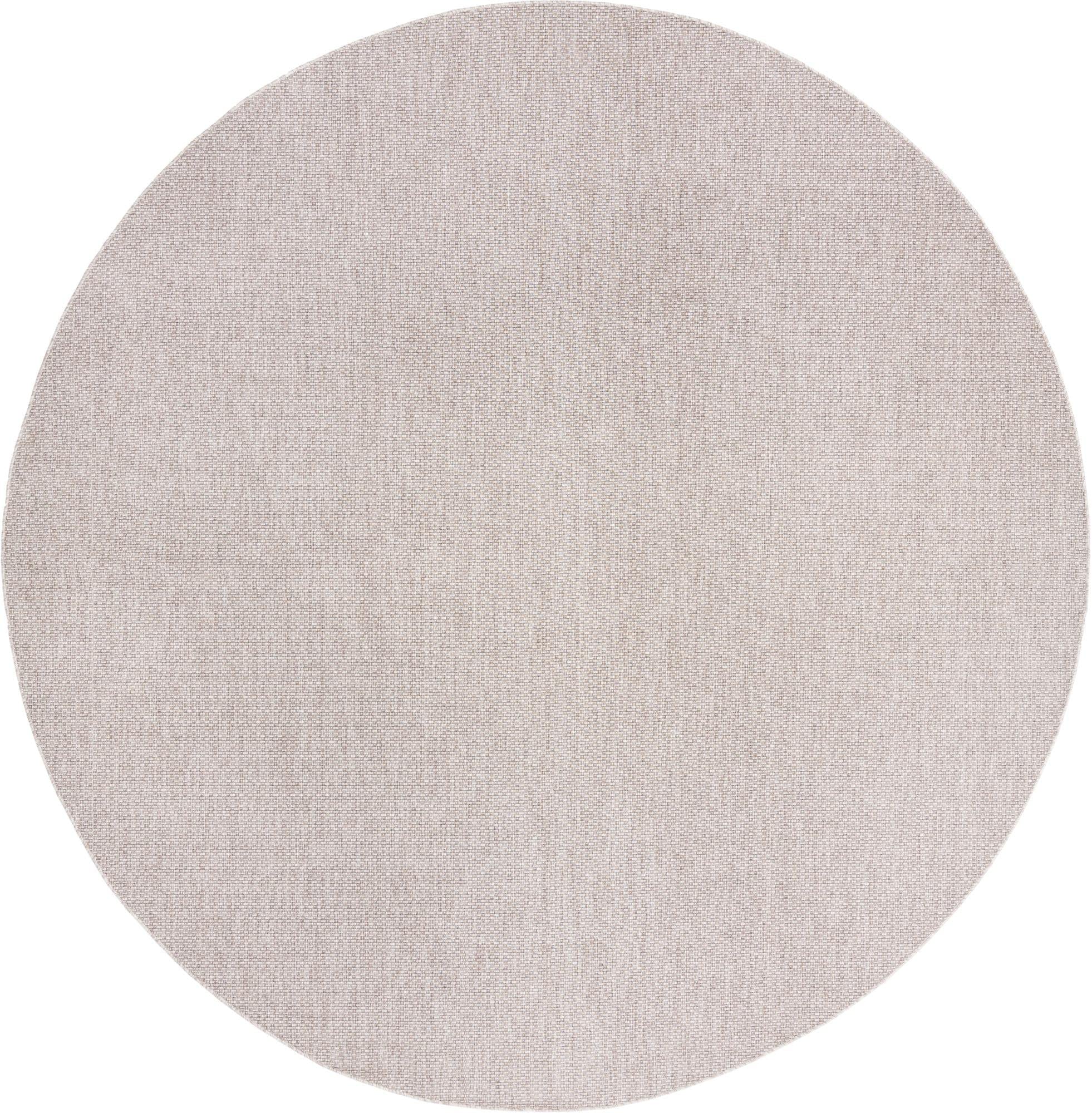Unique Loom Collection Casual Transitional Solid Heathered Indoor/Outdoor Flatweave Area Rug (13' Round, Beige/Ivory)