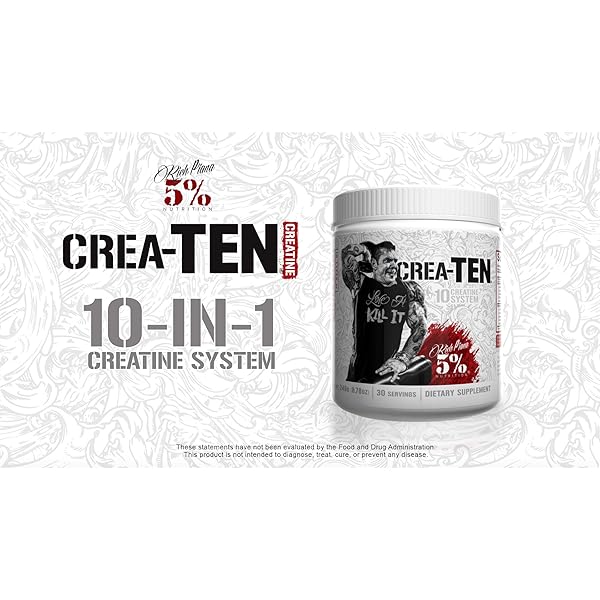 Rich Piana 5% Nutrition CreaTEN 10-in-1 Formula | Flavored Creatine Powder for Muscle Gain | Enhance Power, Strength, Endurance, & Recovery | 9.21 oz, 30 Srvngs (Blueberry Lemonade) - Image 8