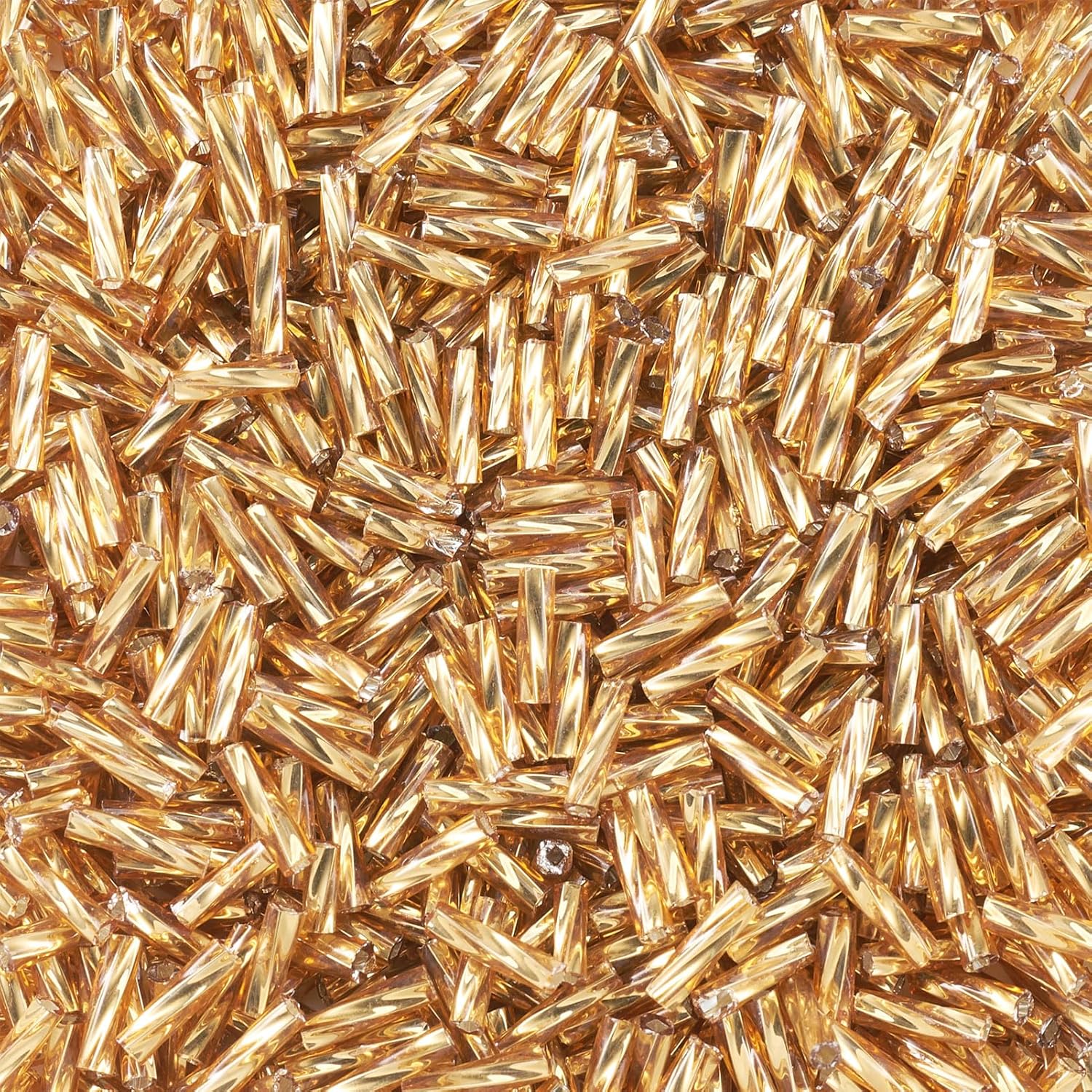 Pandahall 50g/Box Twist Bugles Glass Beads 6x1.8mm Silver Lined Tube Loose Glass Seed Spacer Bead for Jewelry Making (Goldenrod) - Image 7