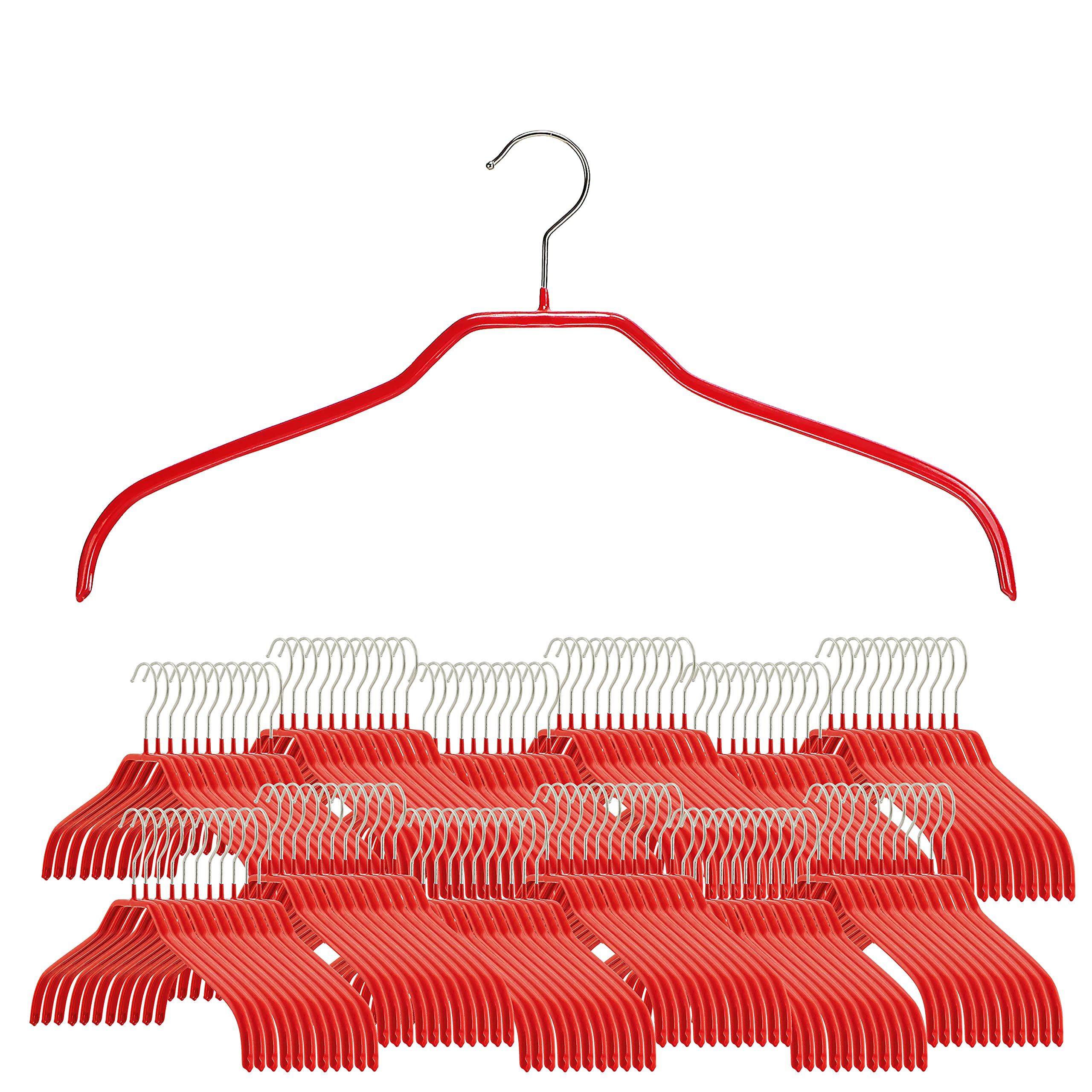 Cintre en acier rouge MAWA antidérapant pour l'organisation de dressing
