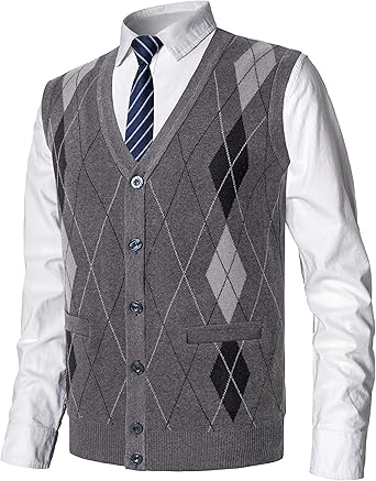 MeiLayM Herren Strickjacken Tanktops Wollweste Für Männer West Strickweste Pullunder Slim Fit V-Ausschnitt Pulloverwestee Casual Ärmellos Knit Pullunder Für Herbst Winter