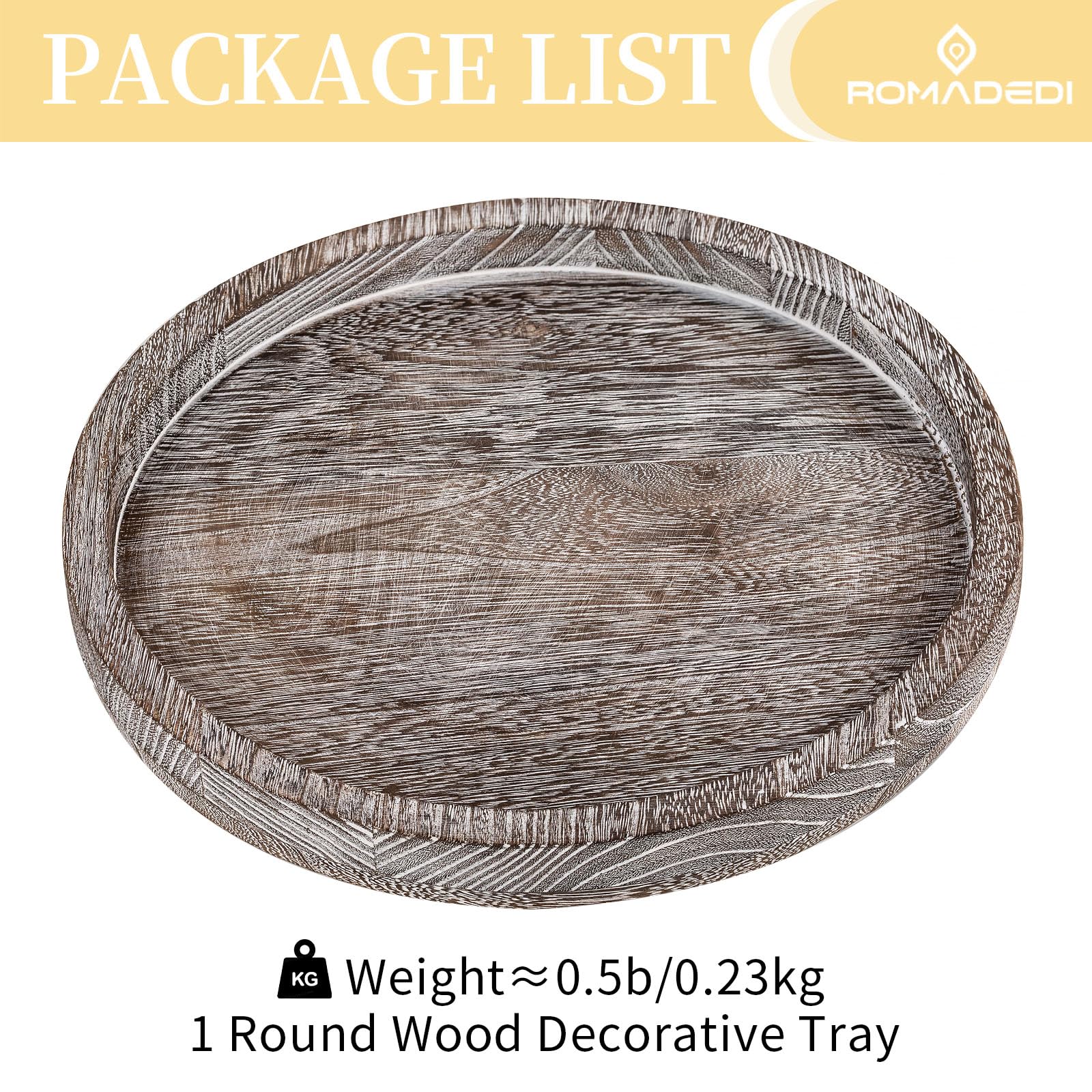 Romadedi Vassoio Legno Decorativo Rustico：Rotondo Vassoio Centrotavola Portacandele per Candele Soggiorno Piatto Centrotavola Piatto Porta Candele, 30 cm
