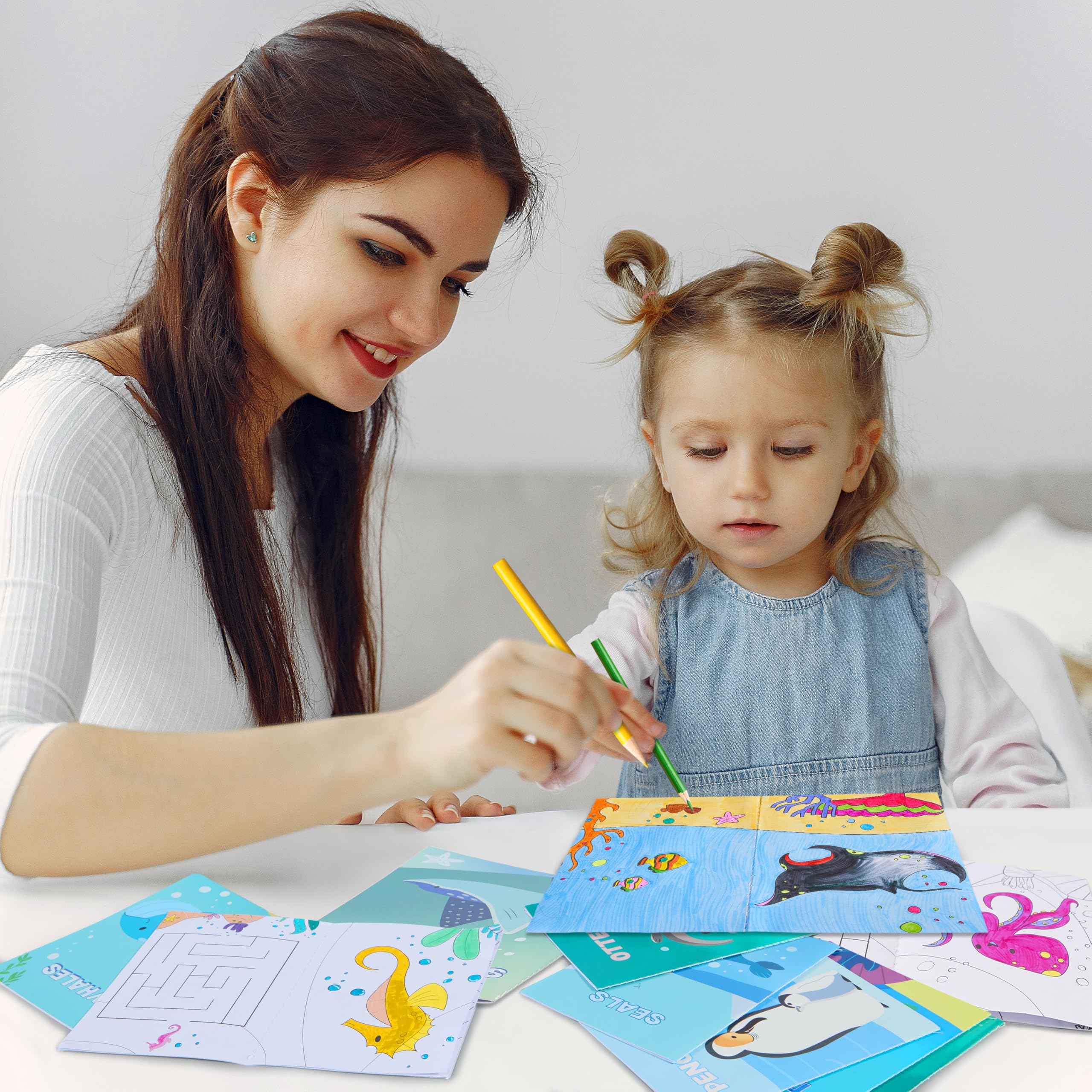 JOYIN - Lote de 24 Libros para Colorear de Océano para Niños, Mini libros de actividades con animales marinos - Detalles para fiestas, regalos de cumpleaños, recompensas escolares