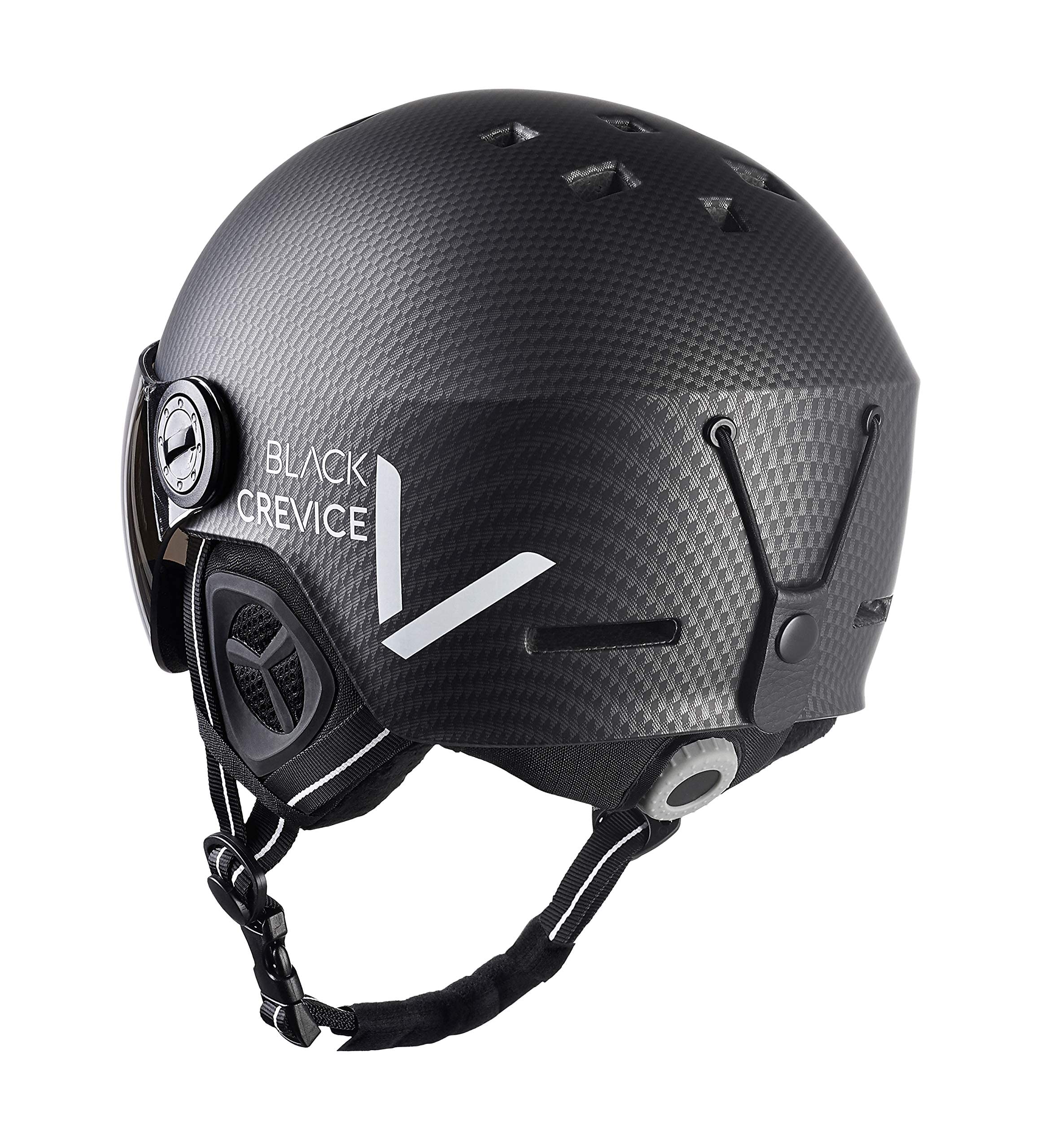 BLACK CREVICE Casque de Ski Sölden I Casque avec visière en Style Pilote de différentes Couleurs I Casque Hommes & Femmes I Casque de Snowboard Unisexe I Casque Respirant I Taille réglable