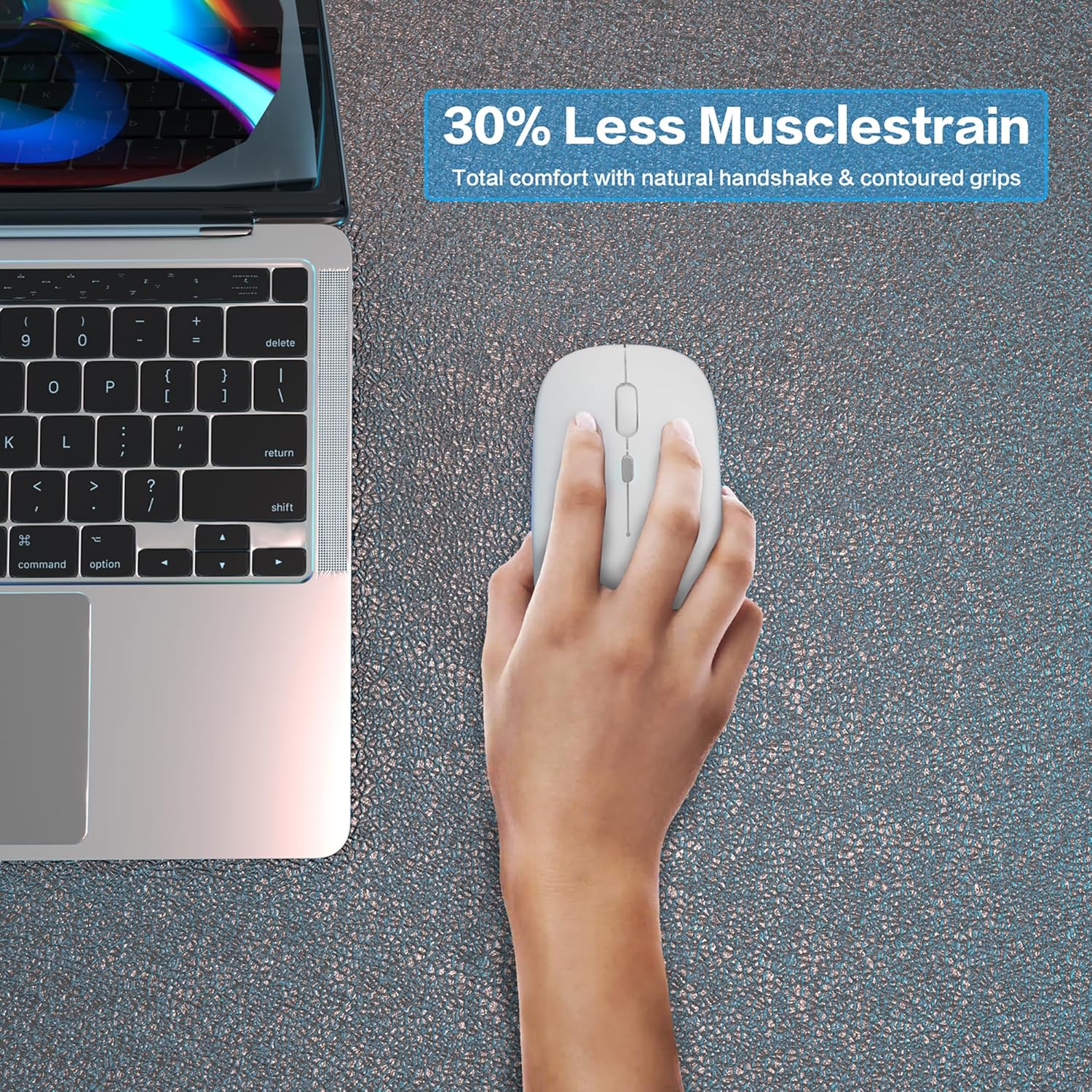 Wireless Bluetooth Mouse Rechargeable Laptop Mice Use Portable(Bluetooth5.2 and USB 2.4G) Dual Mode Connection Silent Slim Computer Mouse for Laptop/iPad Tablet/Apple MacBook/PC(Bright White) - Image 9