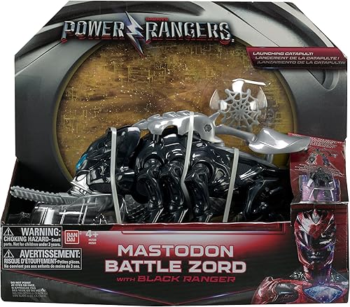 Miniatura 5 de Power Rangers Movie Mastodon Battle Zord con figura de Ranger Negro – Juguetes de acción Megazord – Catapulta funcional – Black Ranger encaja en el