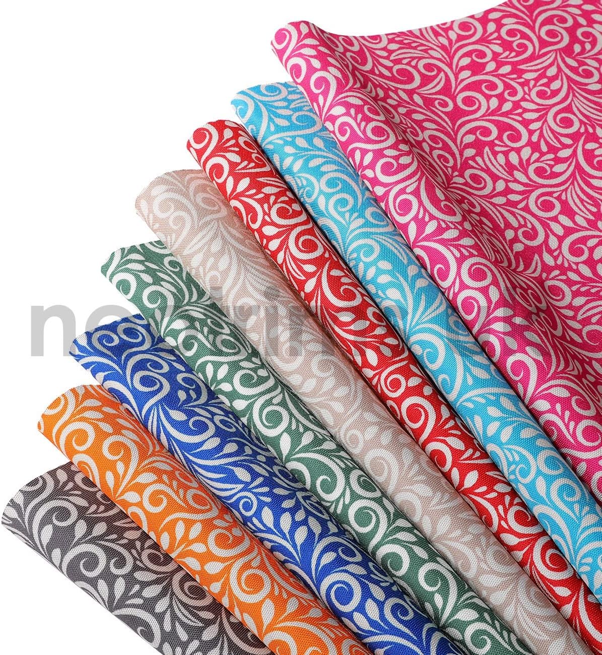 Waterproof Canvas Fabric Heavy Duty Floral Vine Pattern,2 Colour Seamless Decortaive Design,Thick Outdoor Material,Water Repellent Upholstery Cover,8 Colours.Neotrims. [Turquoise, 5 Meters]