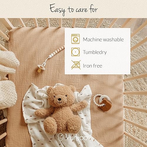 Miniatura 4 de Juego de 2 sábanas de muselina ultrasuaves para cuna de bebé, para niño o niña, 100% algodón orgánico, estilo bohemio, juego de sábanas para cuna de