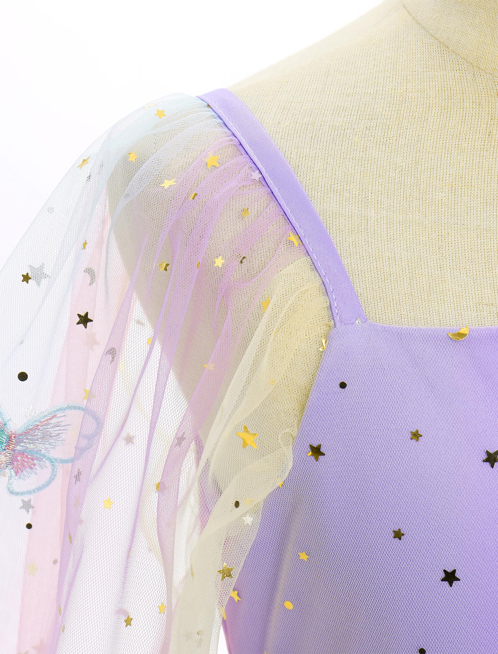 OBEEII Mädchen Geburtstag Party Kleid Langarm Stern Glitzer Tüll Kleid Pailletten Bowknot Prinzessin Festzug Weihnachtskleid