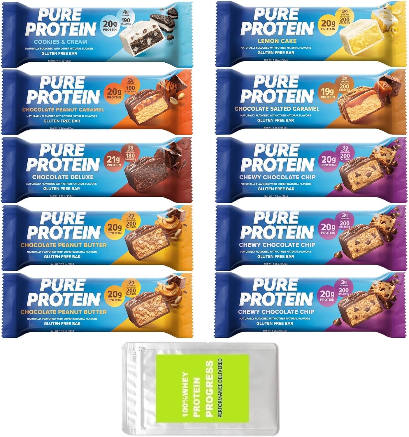 Amazon.co.jp ピュアプロテイン プロテインバー バラエティパック 10本セット（Pure Protein Protein Bar