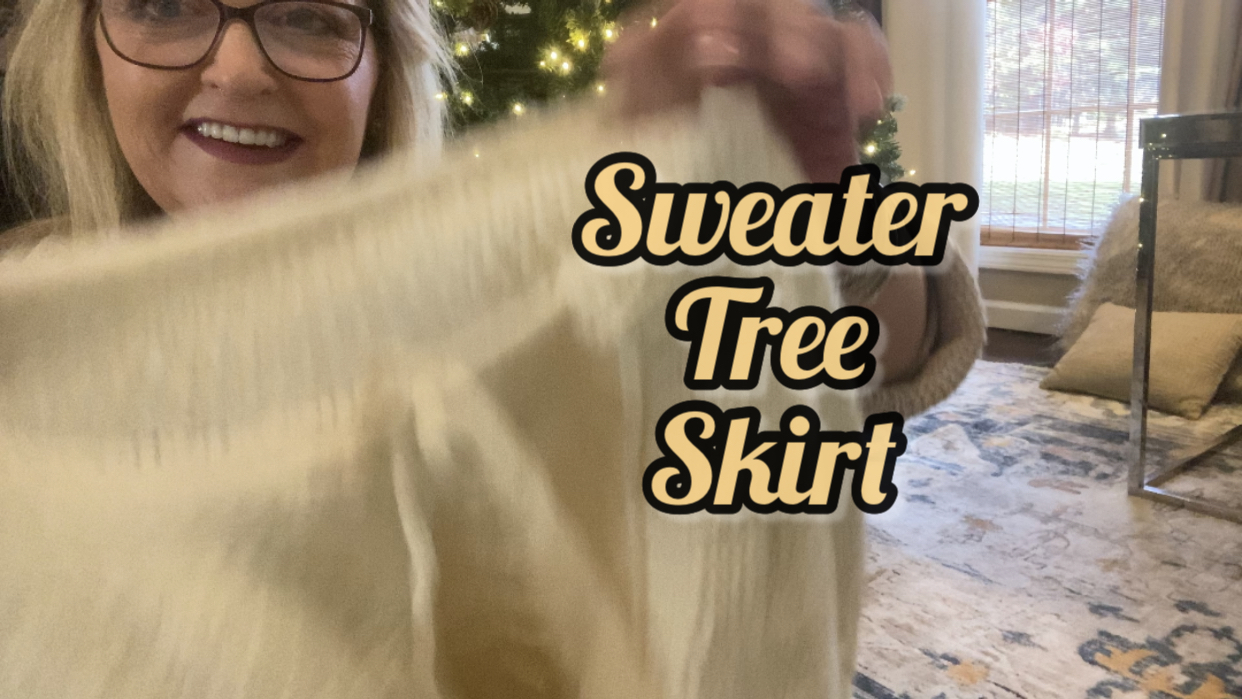 See what this tree skirt real time looks like under the tree  on Amazon Live