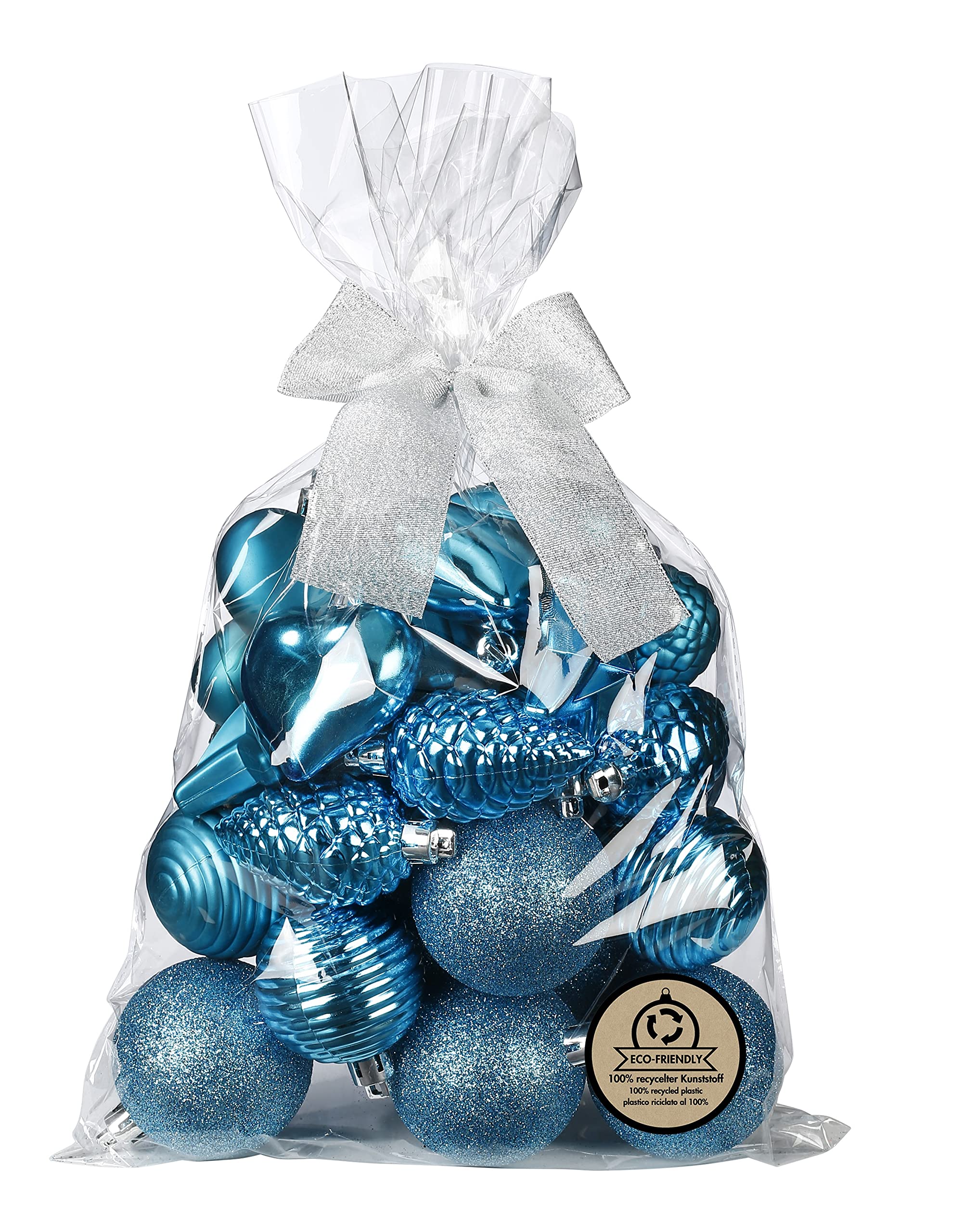Boules de Noël turquoise lot de 30 suspensions sapin plastique incassable Inge-glas 5-7cm